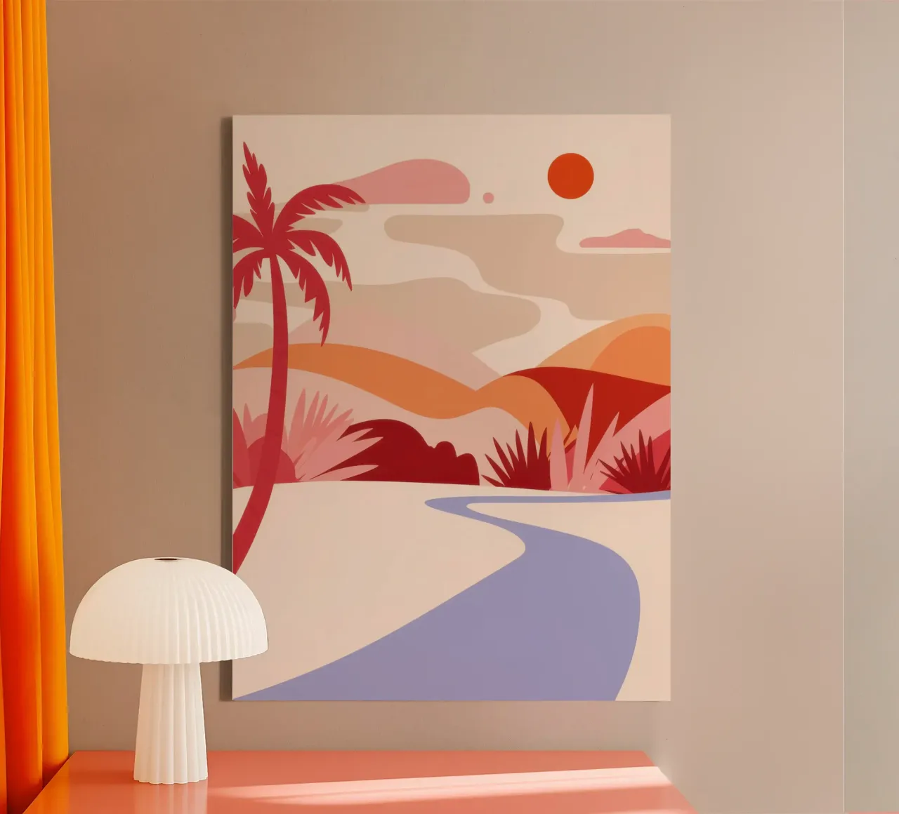 Winding Desert Path canvas with Floater frame by Echo Saber