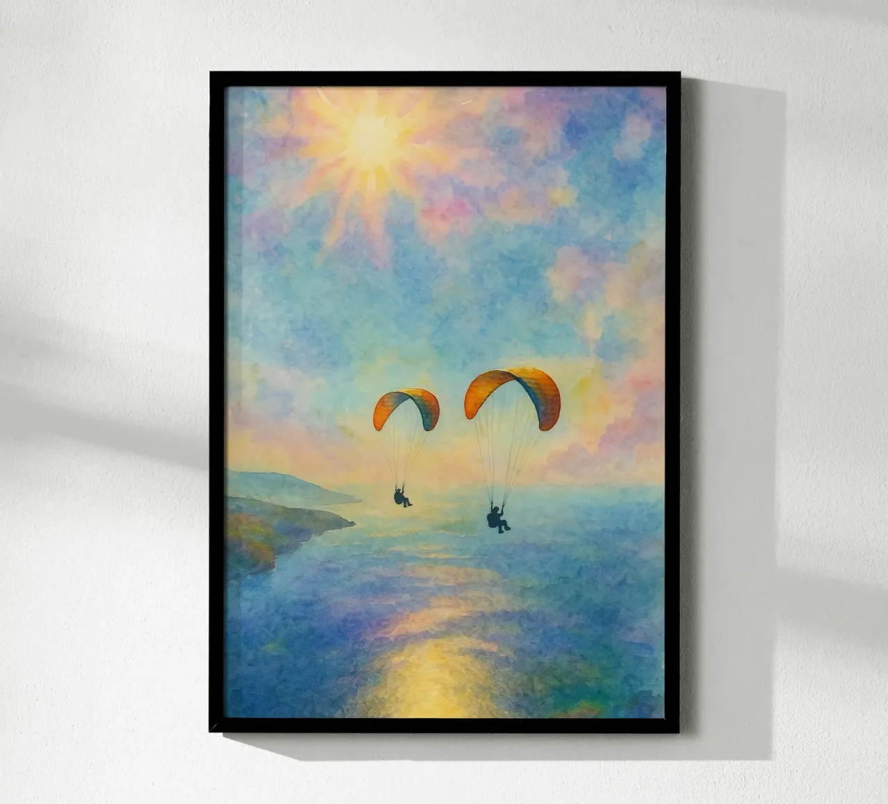 coppia paracadutismo sport estremo pittura poster con telaio in plastica da warsilaw
