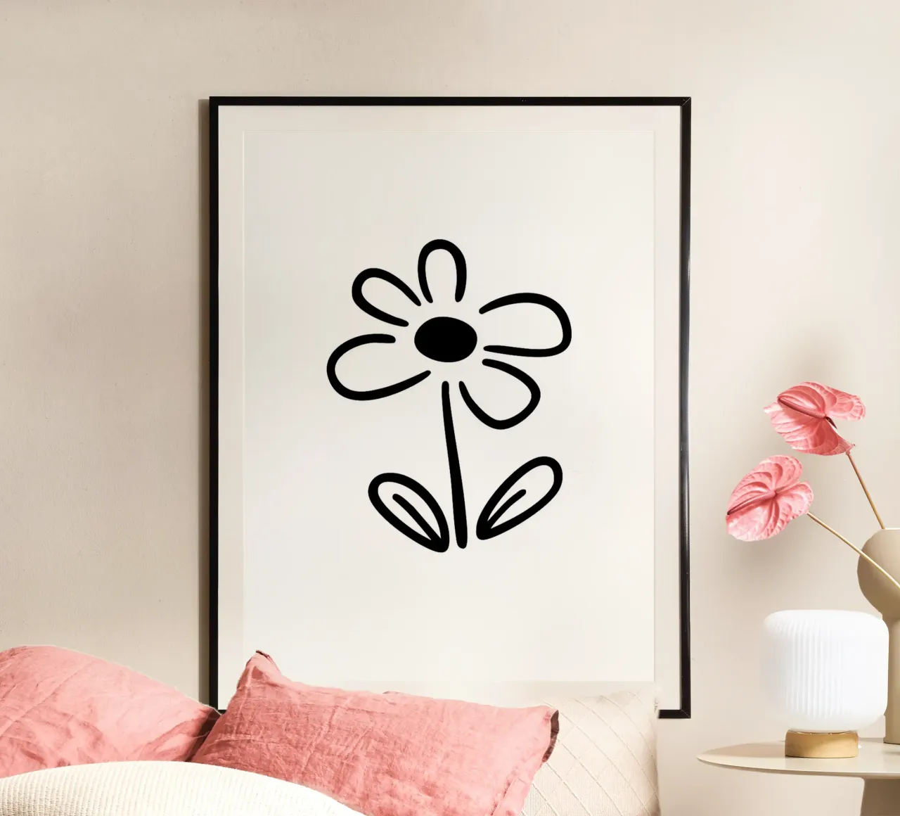 Semplice disegno di fiori in bianco e nero poster da Charlotte Gagnon