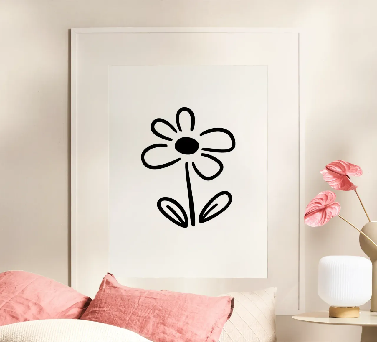 Semplice disegno di fiori in bianco e nero poster da Charlotte Gagnon
