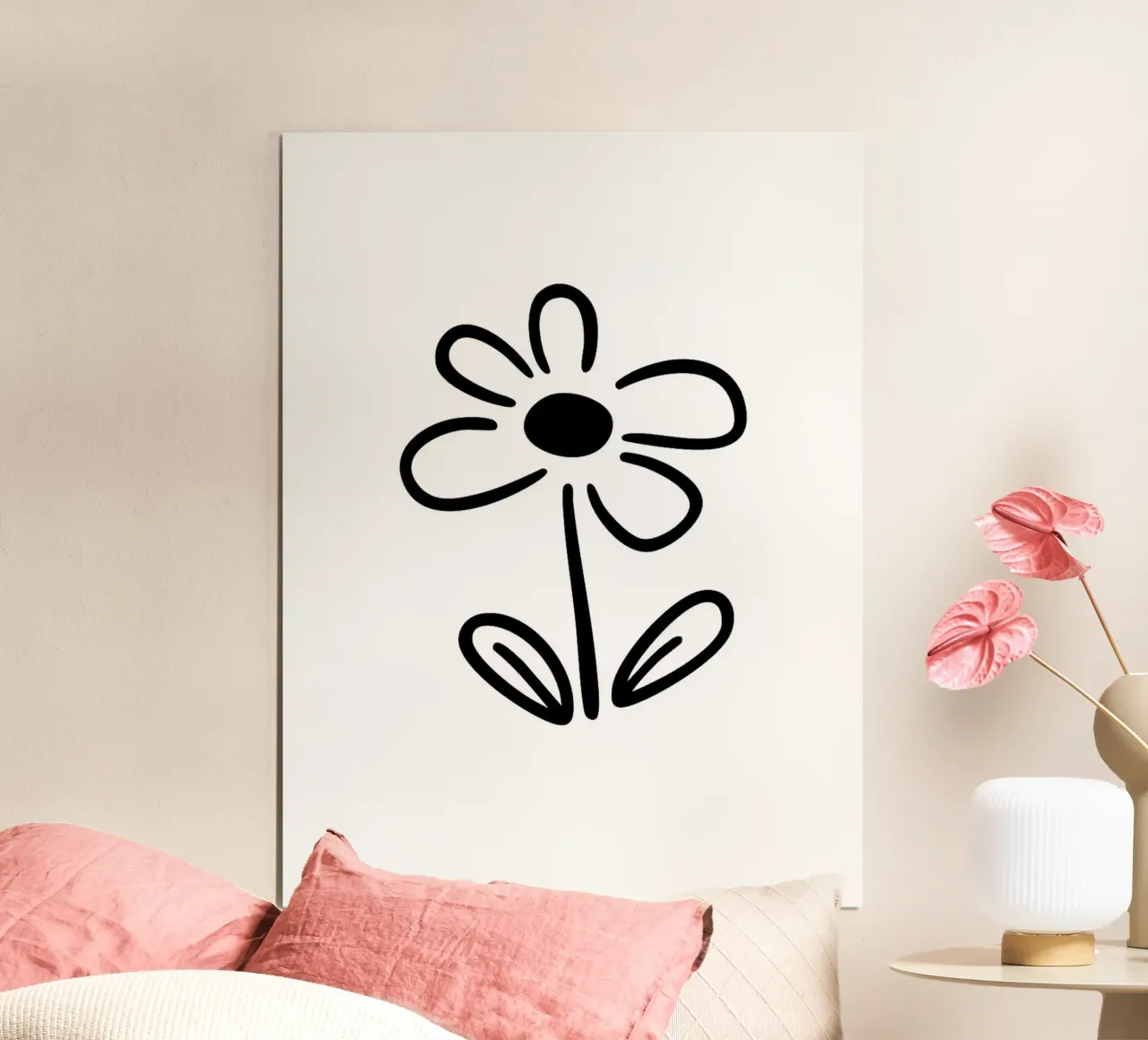 Semplice disegno di fiori in bianco e nero poster da Charlotte Gagnon