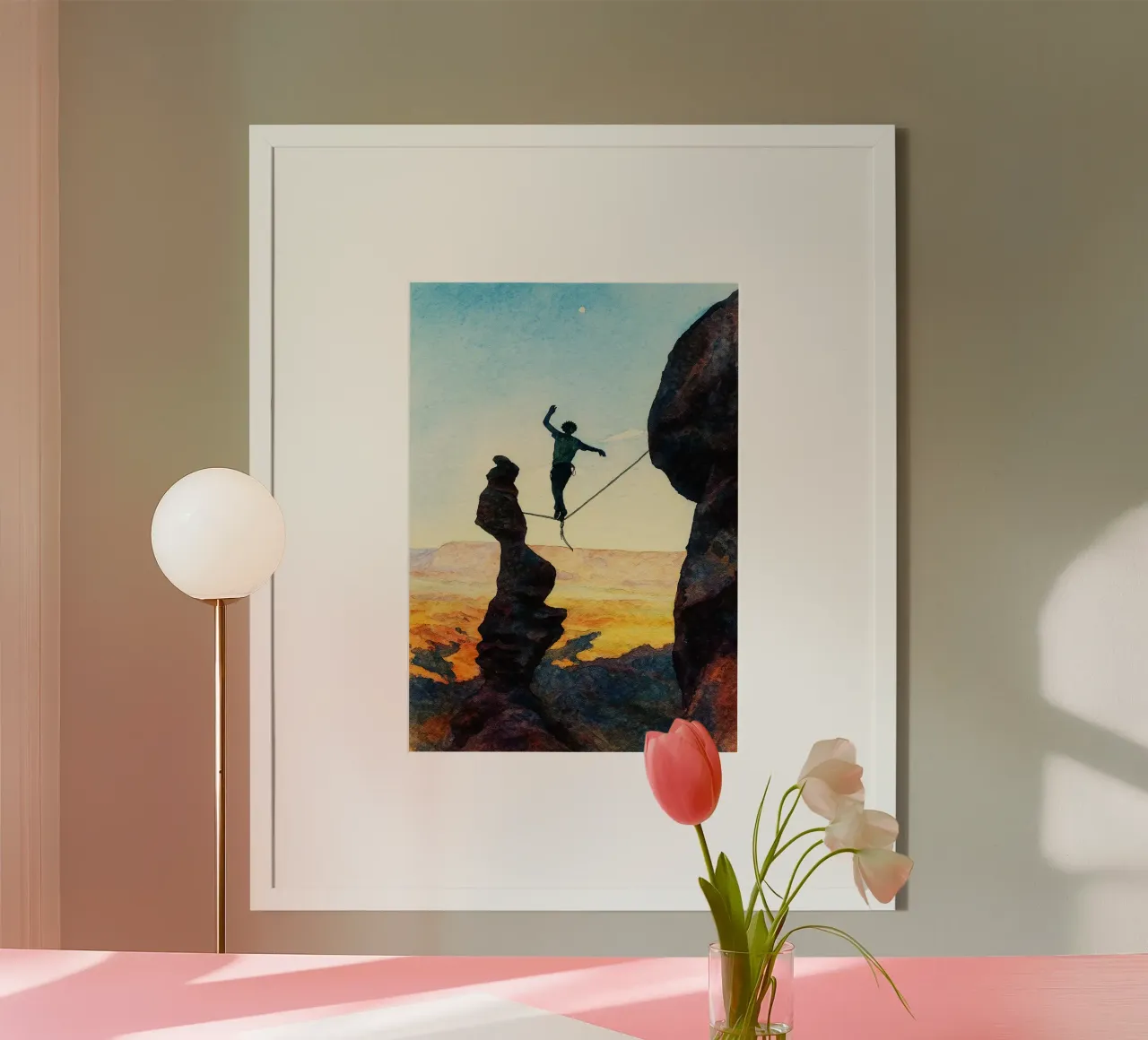 Highlining Extremsport Malerei Poster von warsilaw