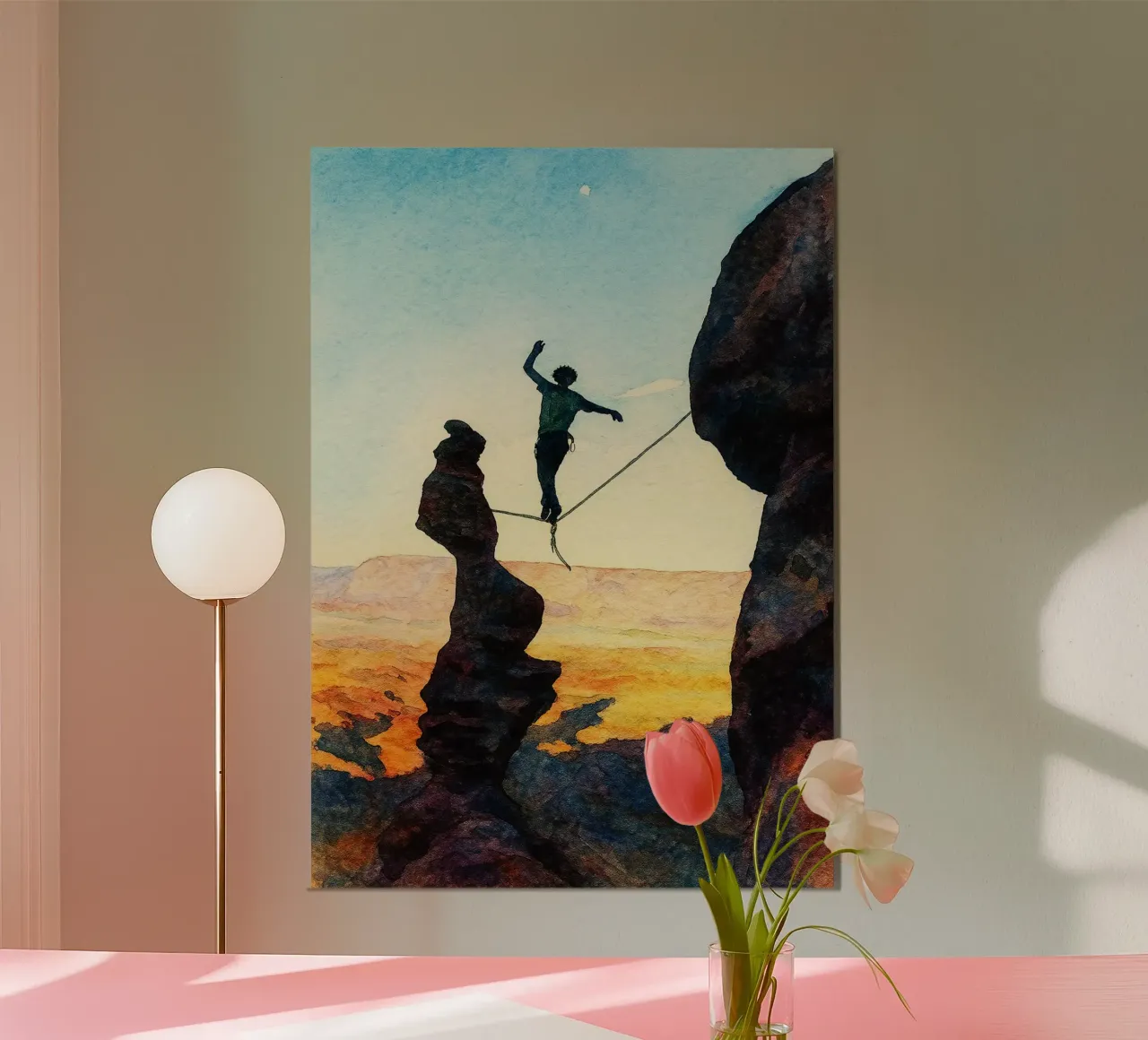 Highlining Extremsport Malerei Poster von warsilaw