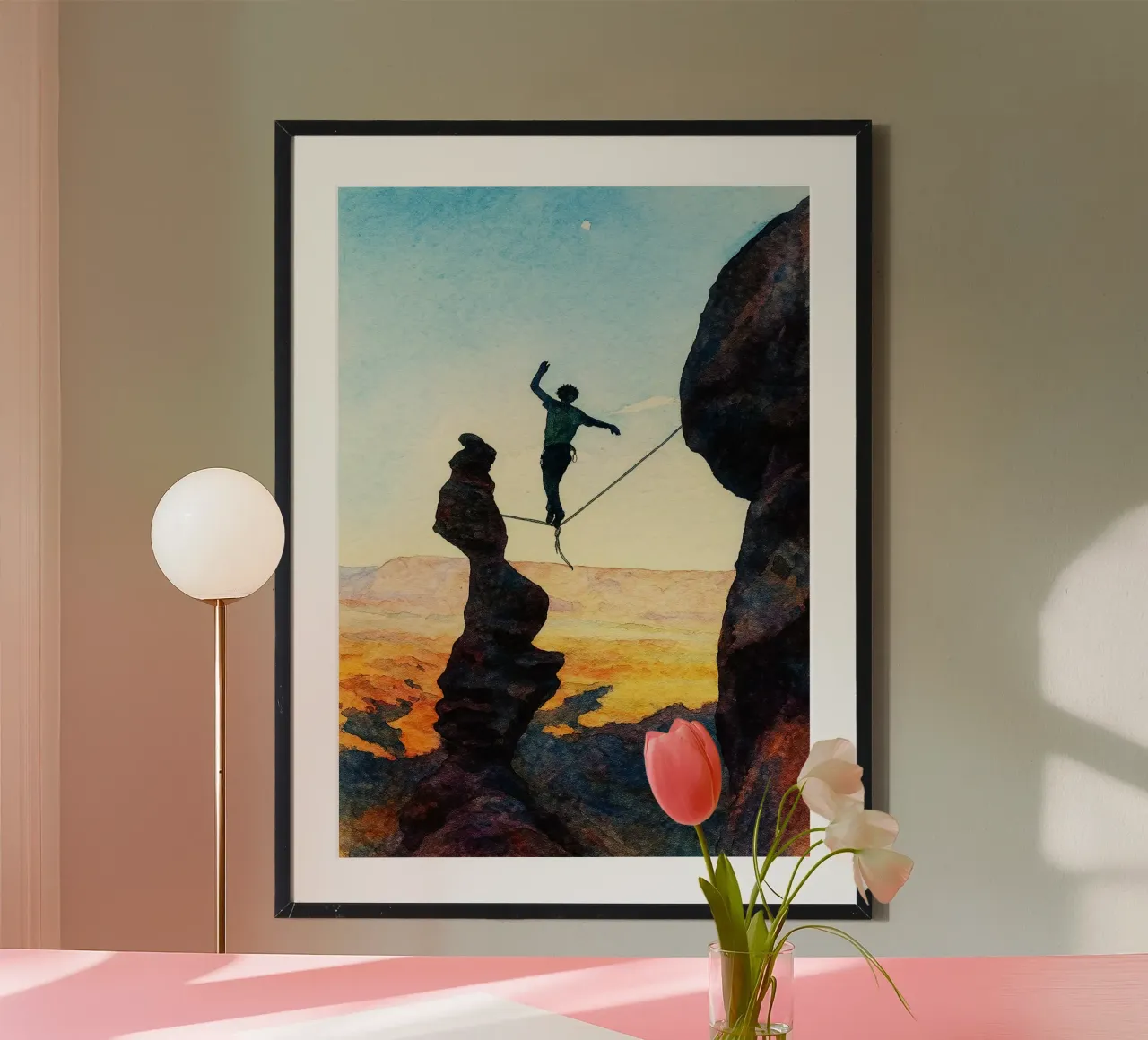 Highlining Extremsport Malerei Poster von warsilaw