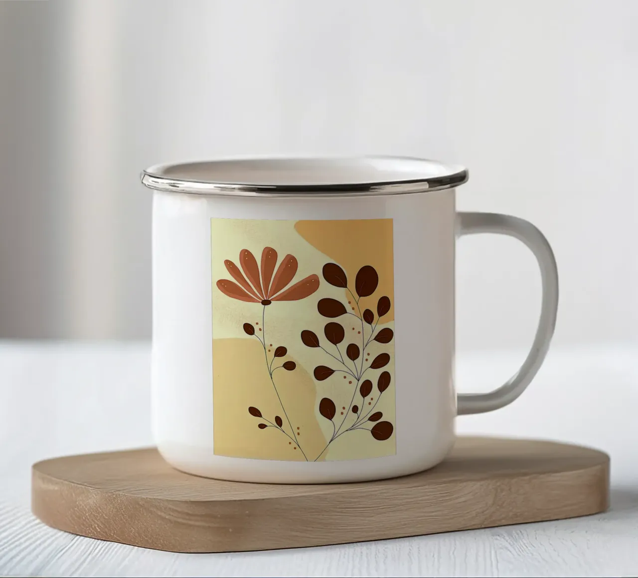 leave and flowers tazza in smalto da mip of map