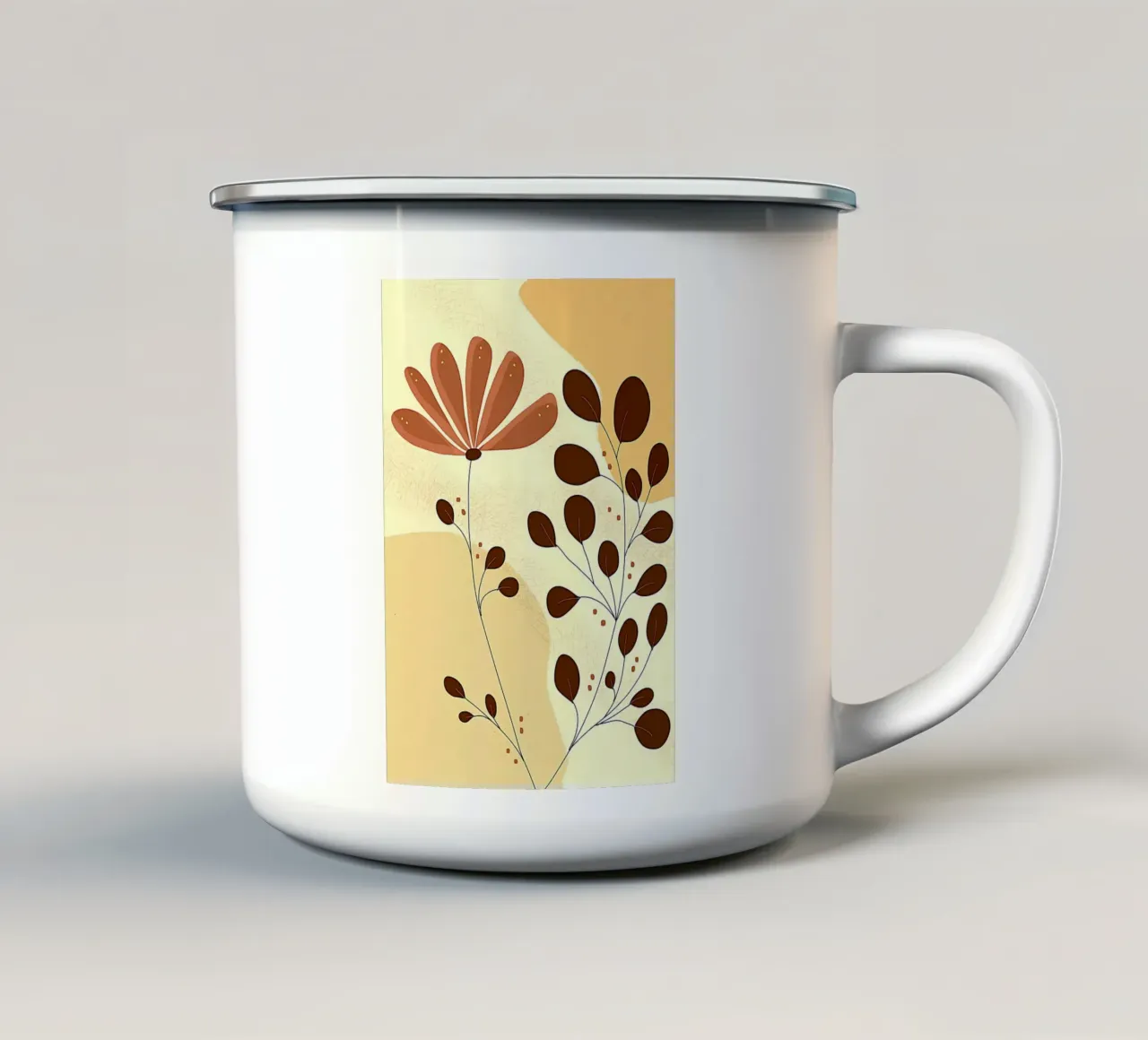 leave and flowers tazza in smalto da mip of map