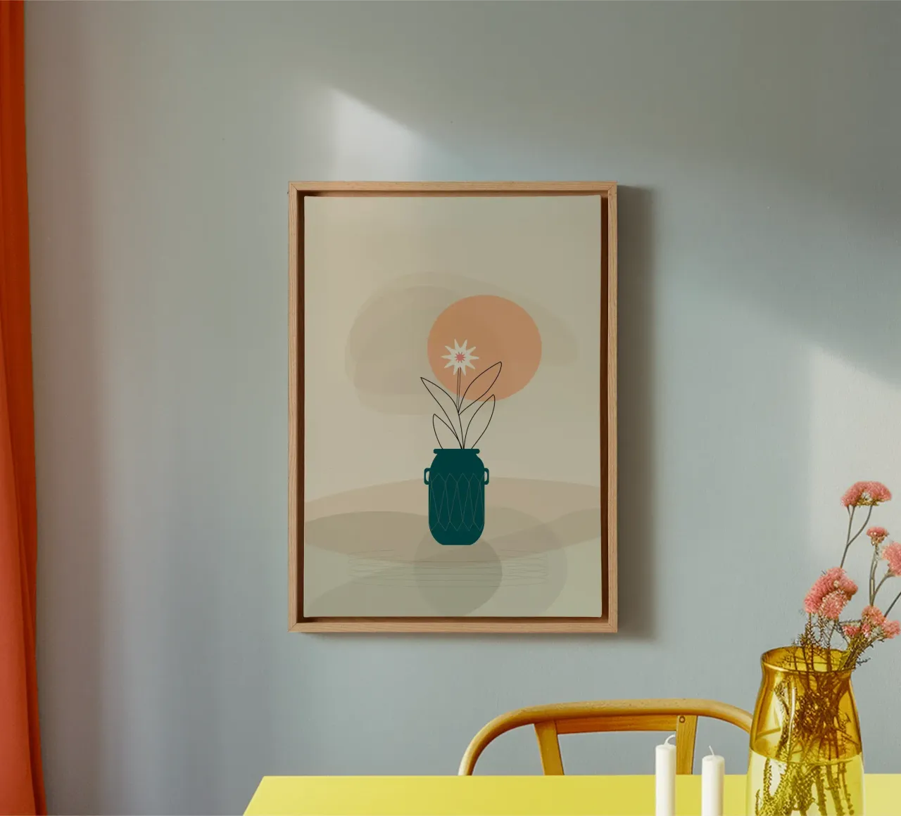 canvas vase art in shadow canvas with Floater frame by mip of map