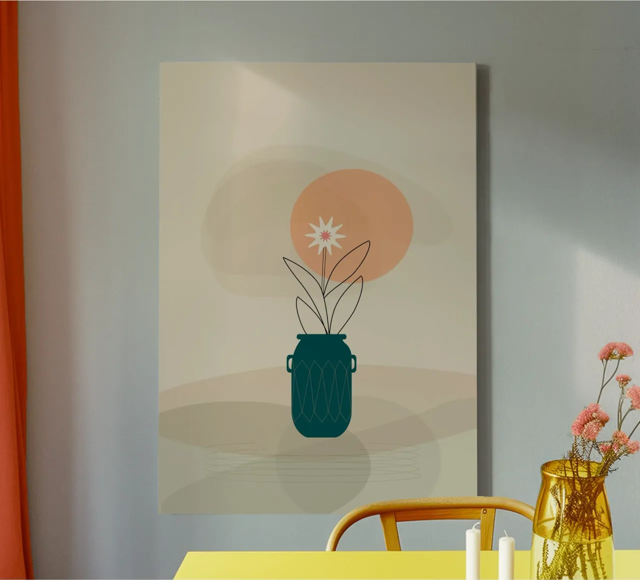 canvas vase art in shadow canvas with Floater frame by mip of map