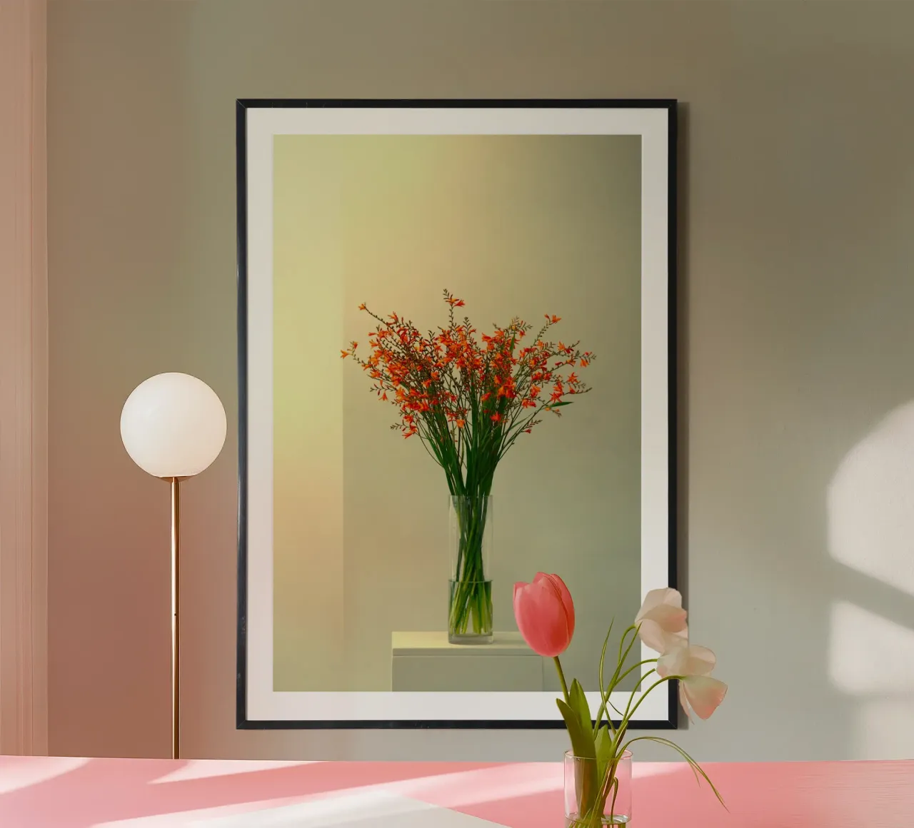single vase in light poster con telaio in legno da mip of map