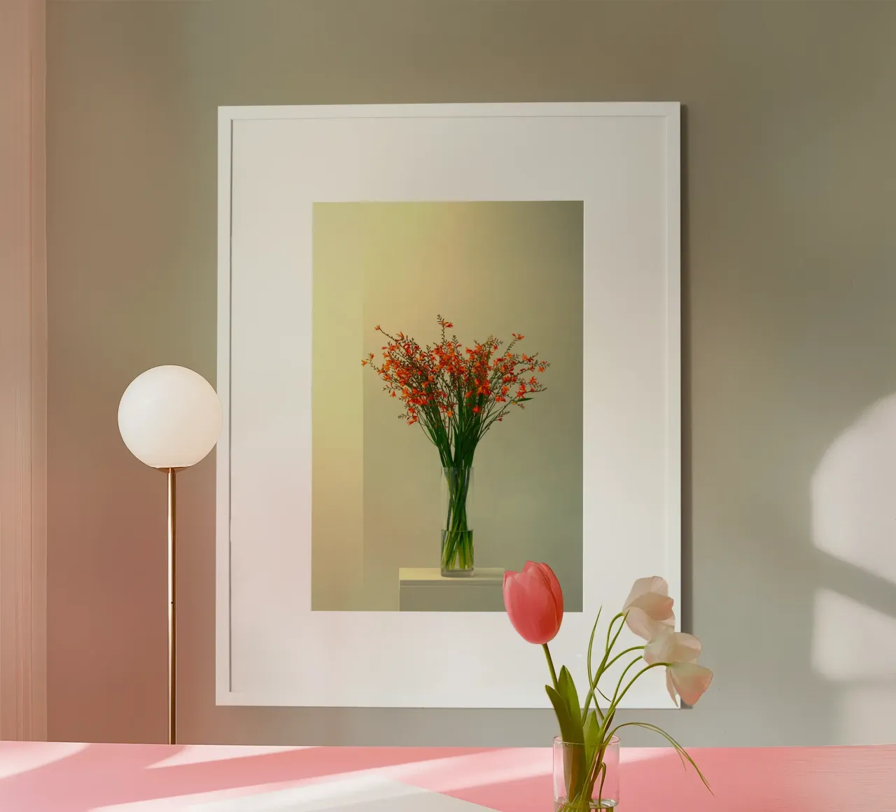 single vase in light poster con telaio in legno da mip of map