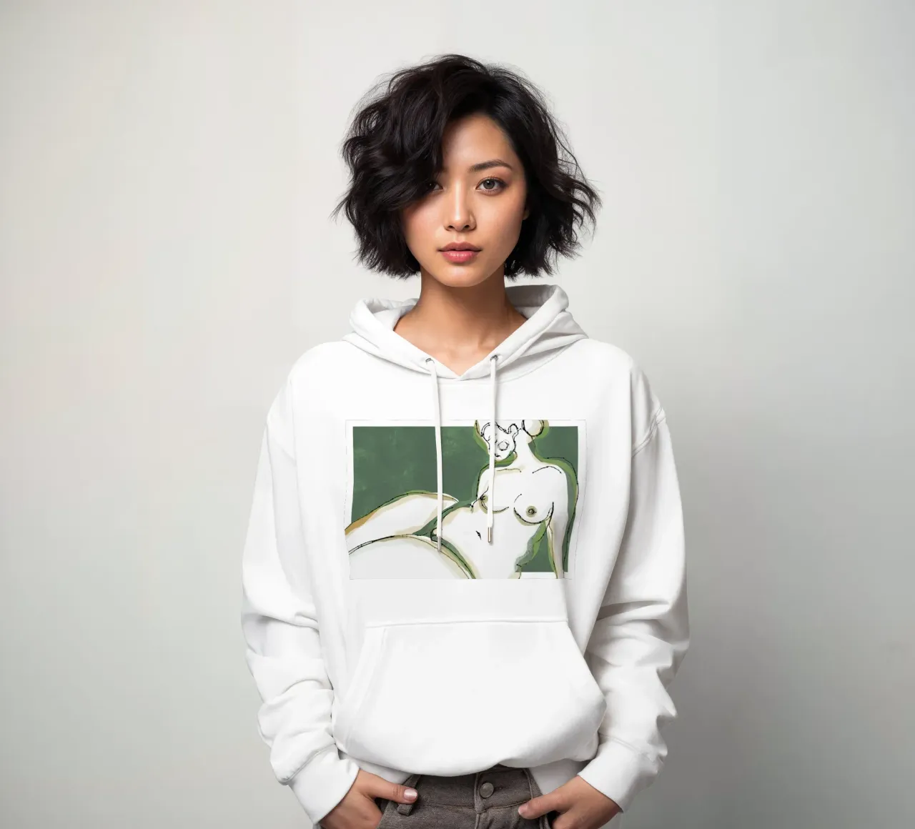 Sensuality (Green) felpa con cappuccio da treechild