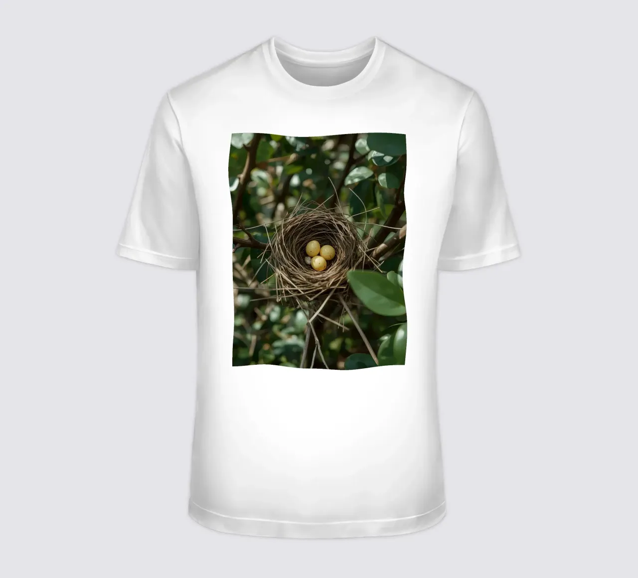 Nido di uccelli con uova in un cespuglio t-shirt da DesignDoodle
