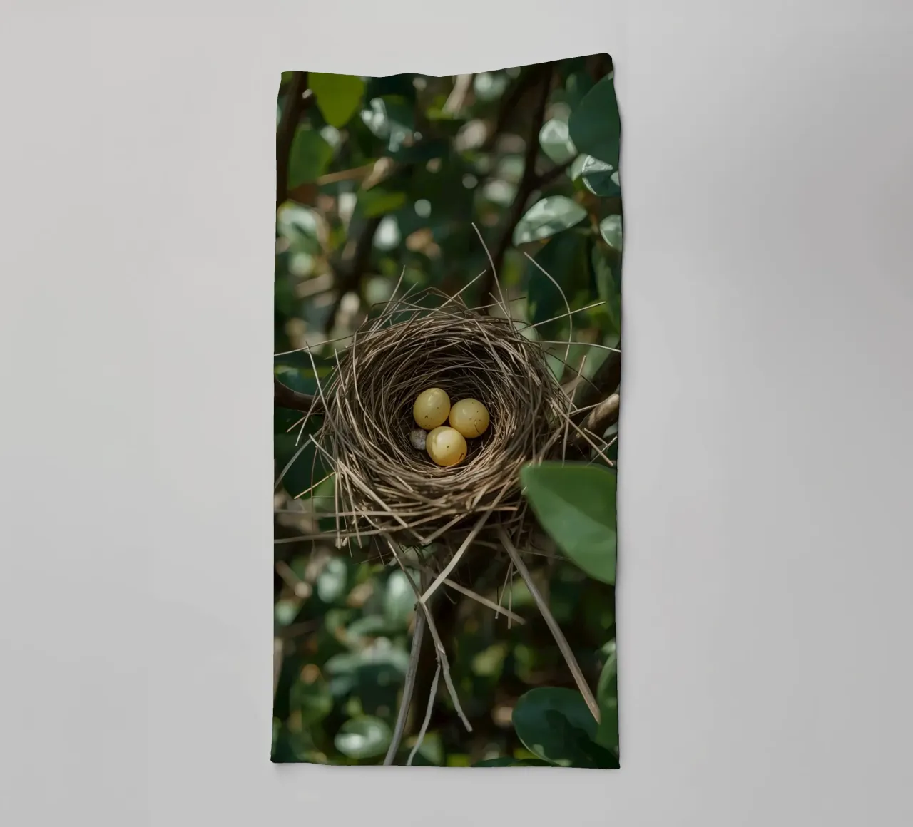 Bird Nest With Eggs In Bush towel by DesignDoodle