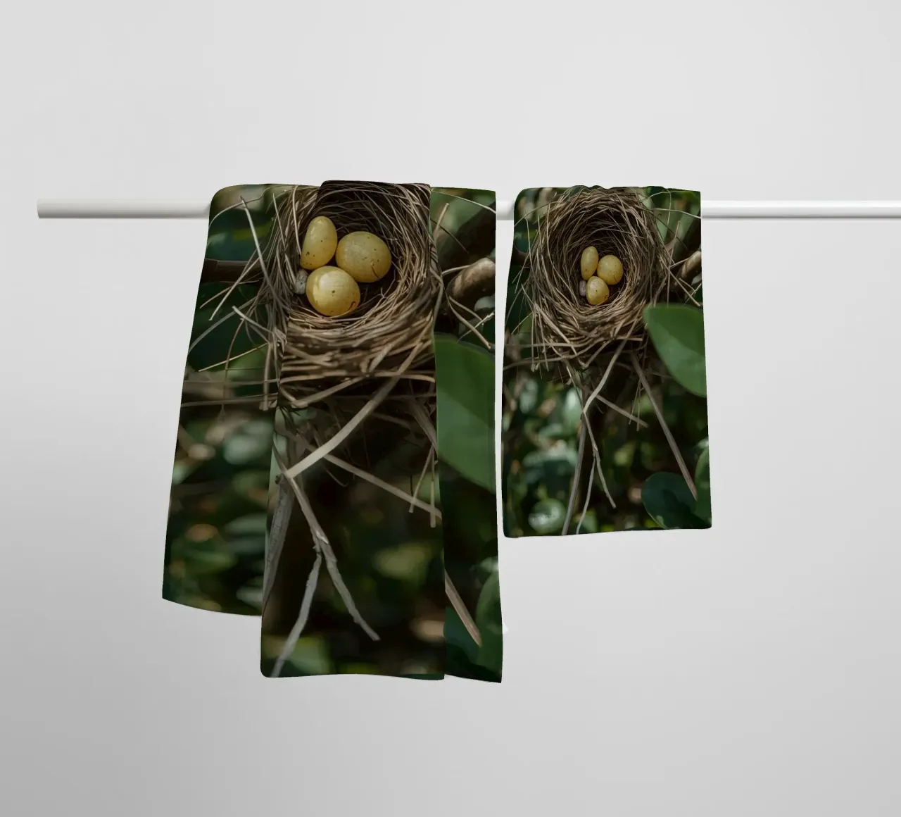 Bird Nest With Eggs In Bush towel by DesignDoodle