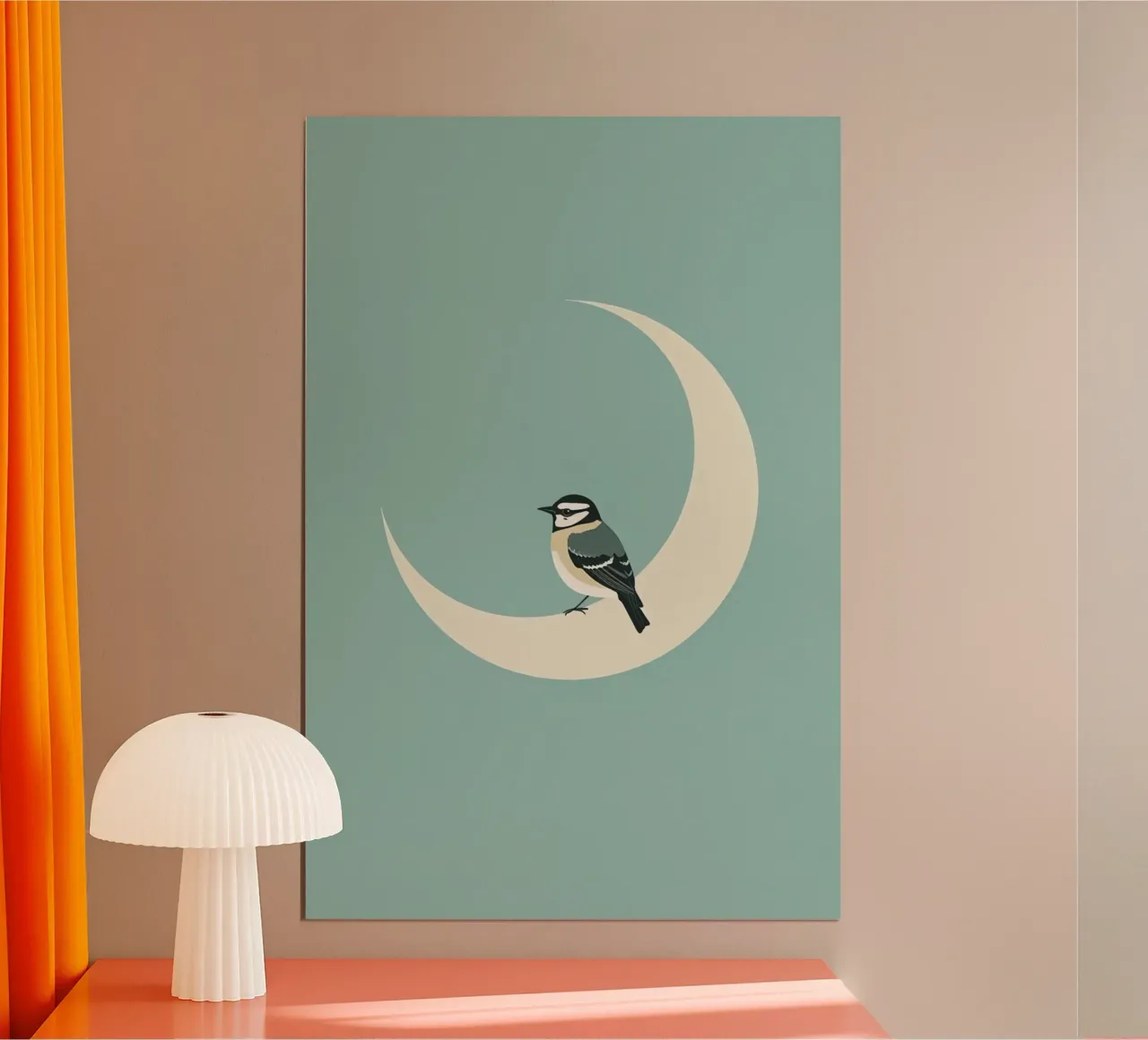 Uccello su mezzaluna Illustrazione poster da DesignDoodle