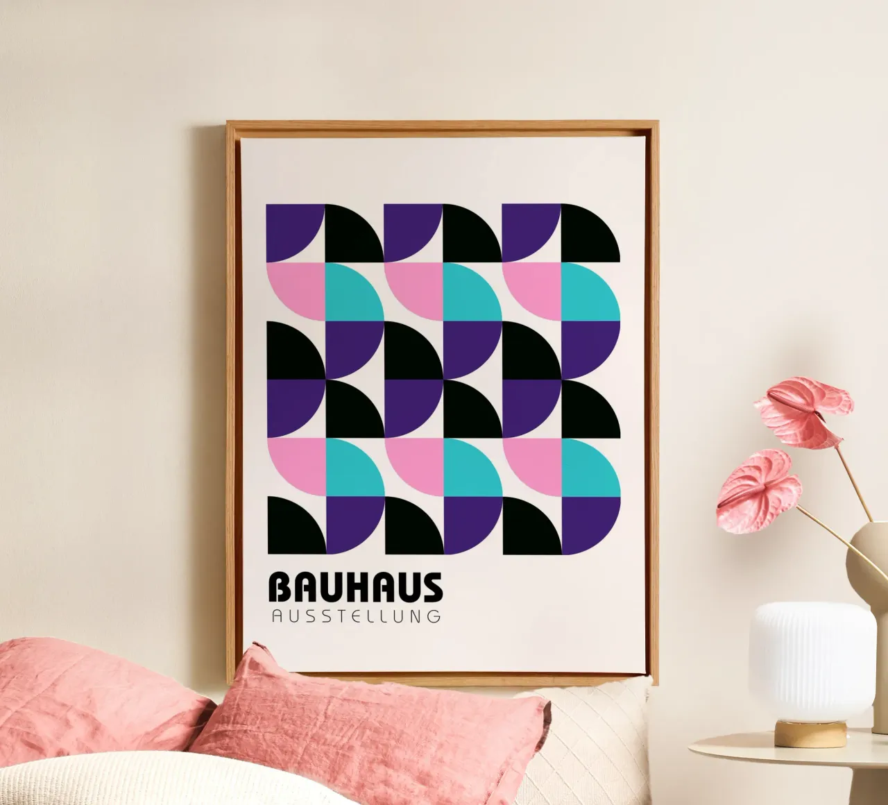 Bauhaus Geometric - Abstract Pattern Art canvas with Floater frame by Casa Calm