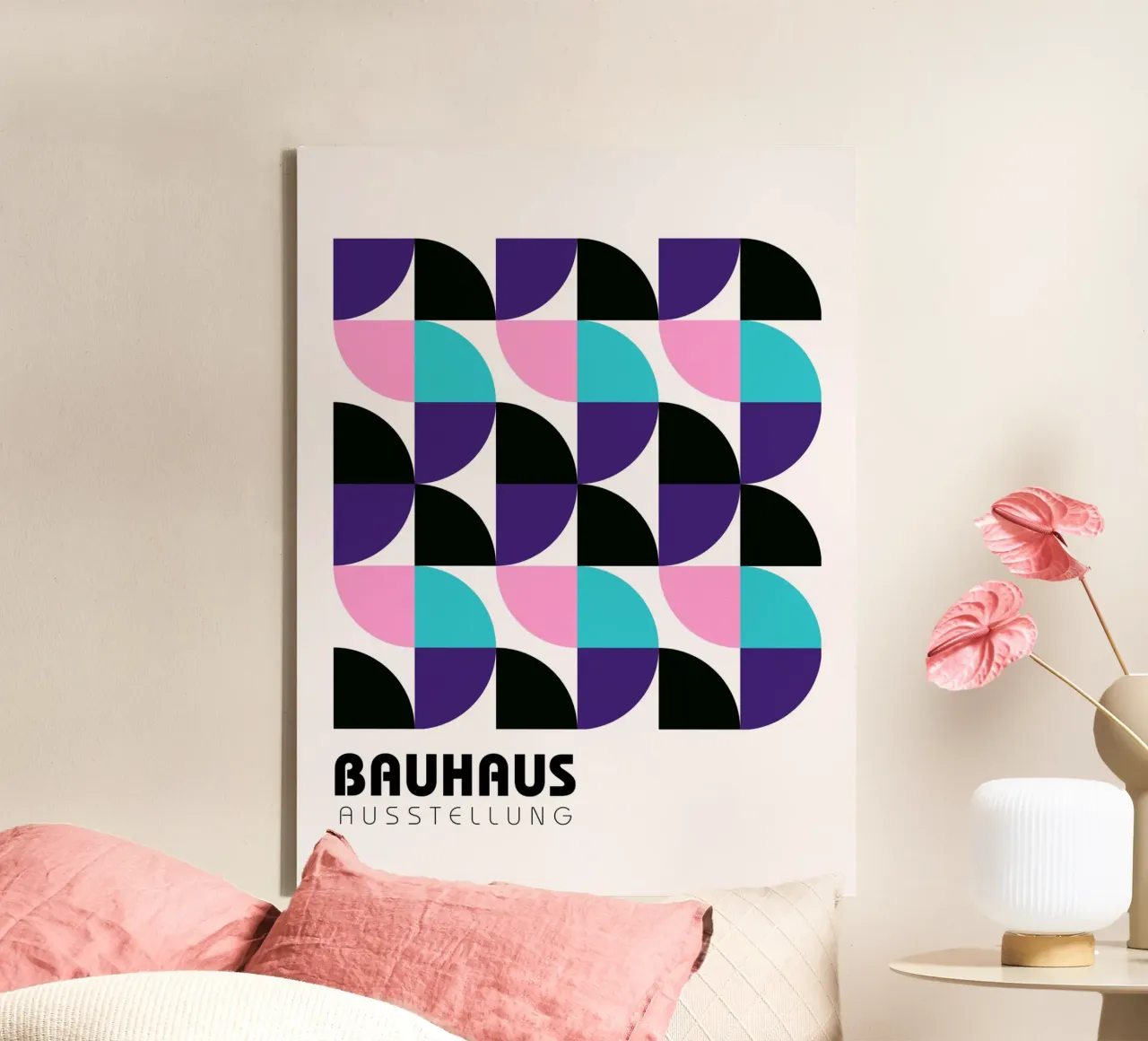 Bauhaus Geometric - Abstract Pattern Art canvas with Floater frame by Casa Calm