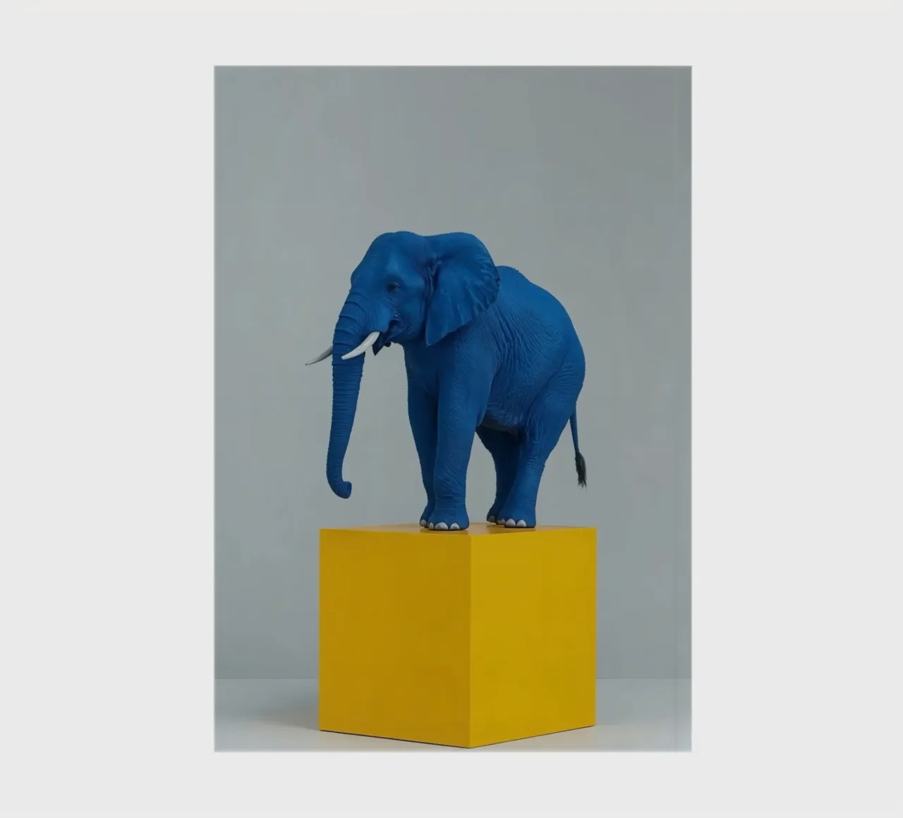 Sculpture d'éléphant bleu sur cube jaune carnet de notes de DesignDoodle
