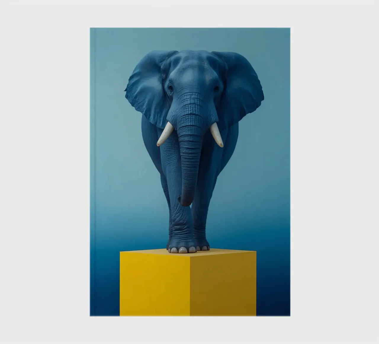Eléphant bleu debout sur un cube jaune carnet de notes de DesignDoodle