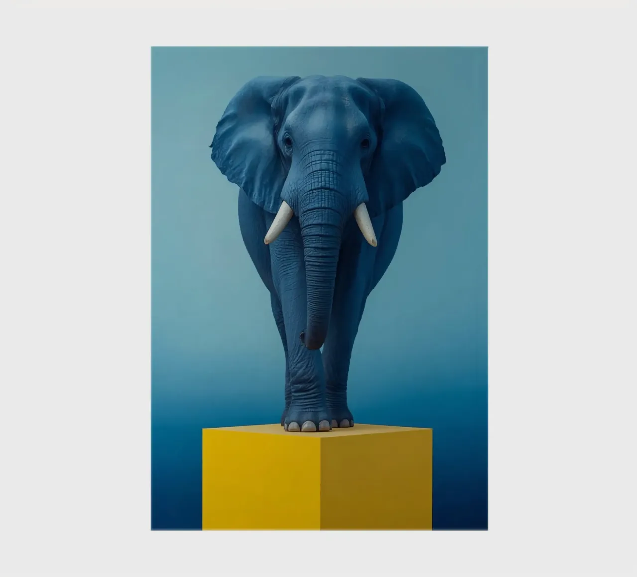 Eléphant bleu debout sur un cube jaune carnet de notes de DesignDoodle