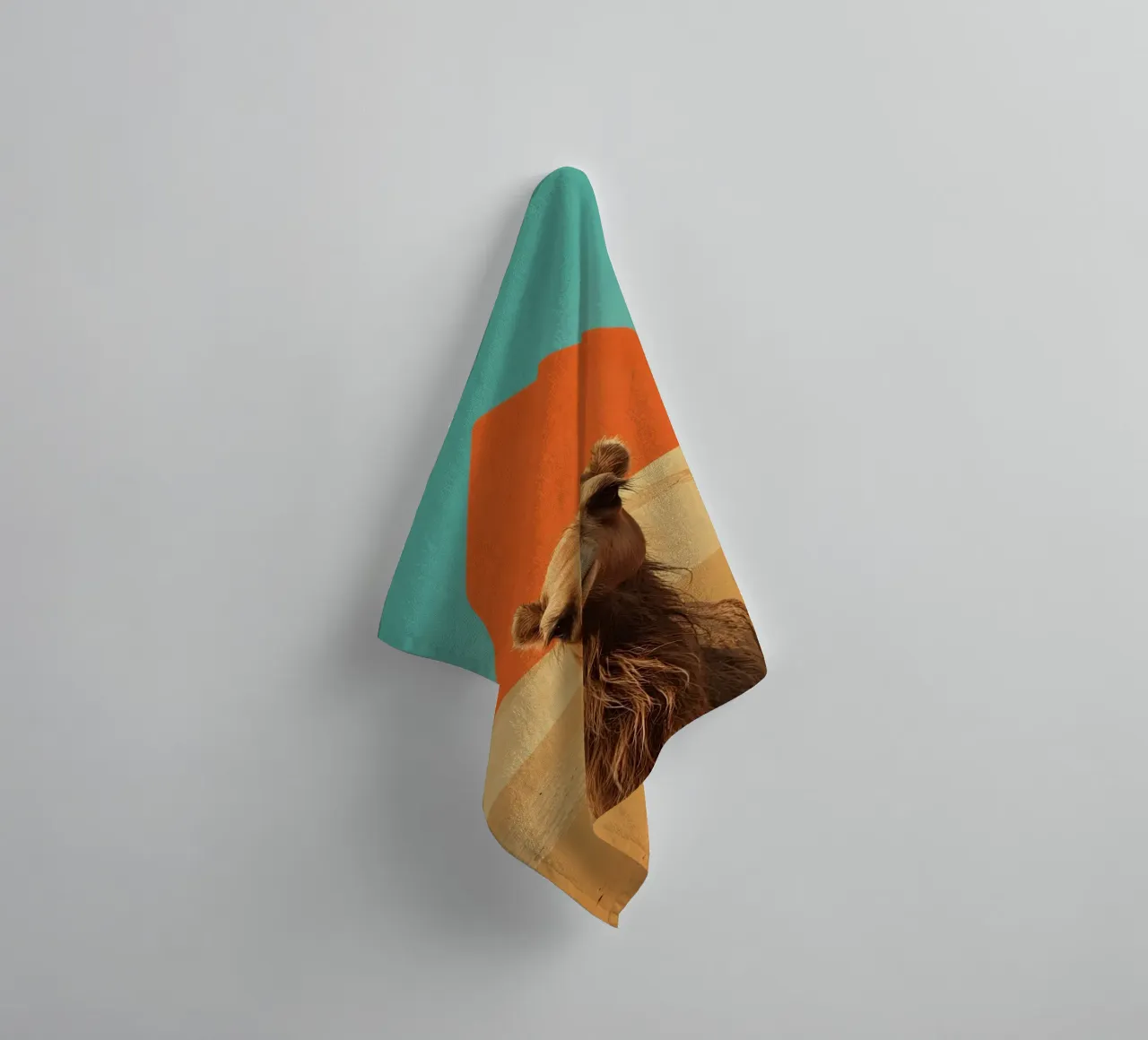 Camel Portrait in Desert with Pyramid towel by DesignDoodle