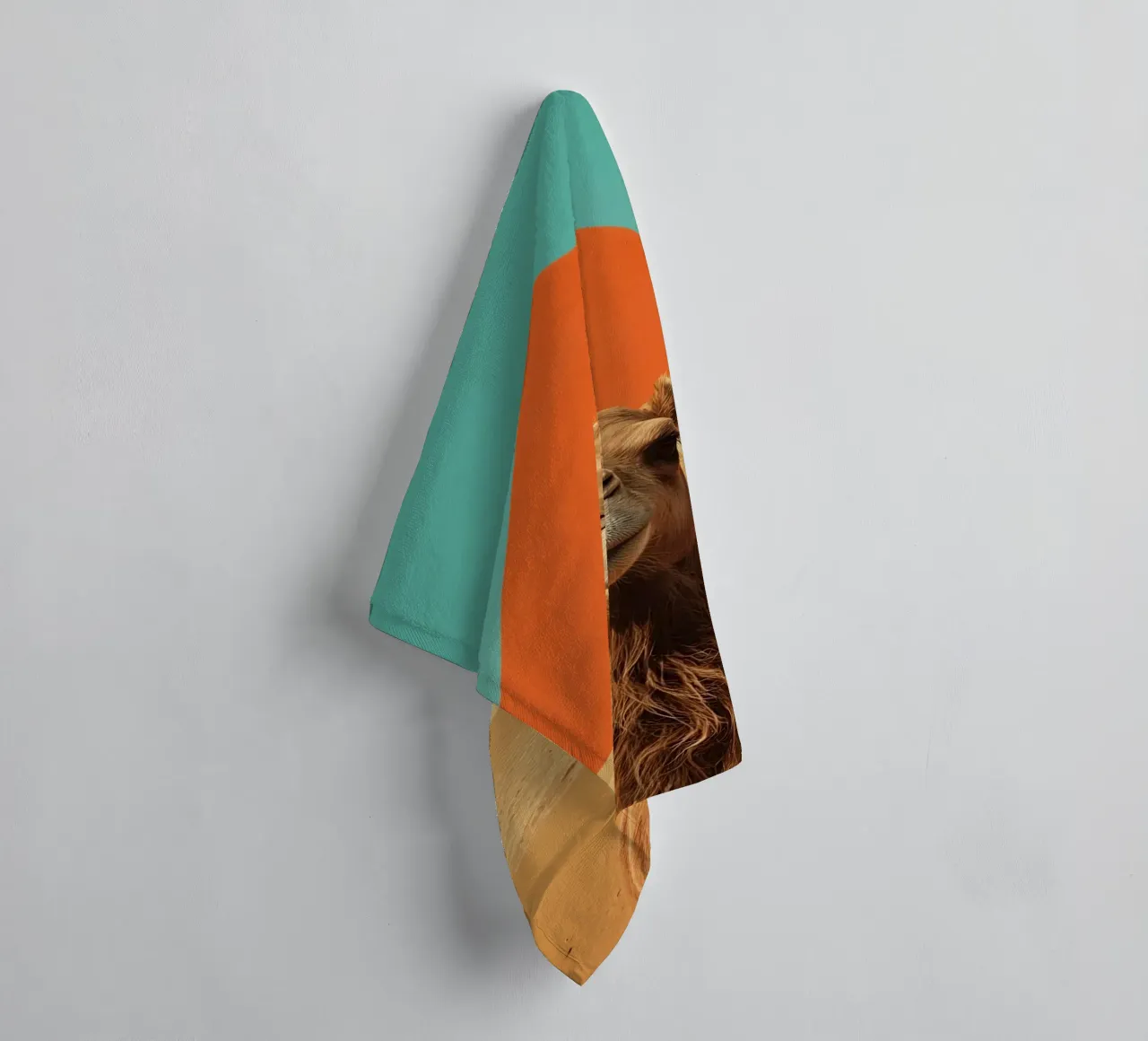 Camel Portrait in Desert with Pyramid towel by DesignDoodle