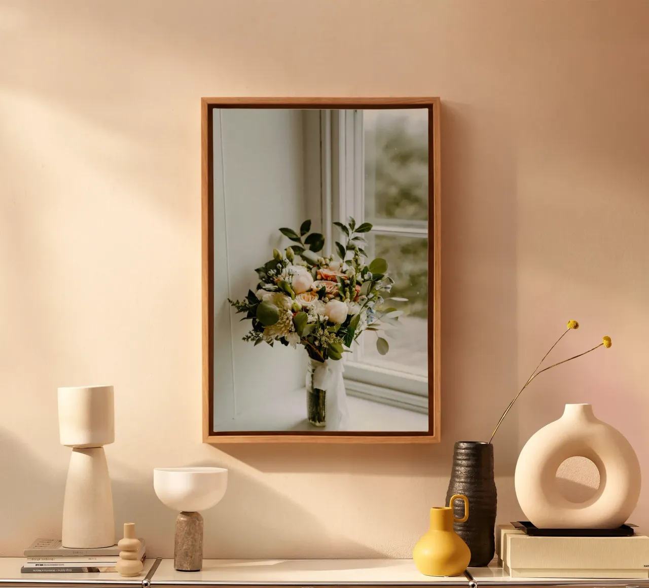 vase on window tela con Cornice a cassetta da space words