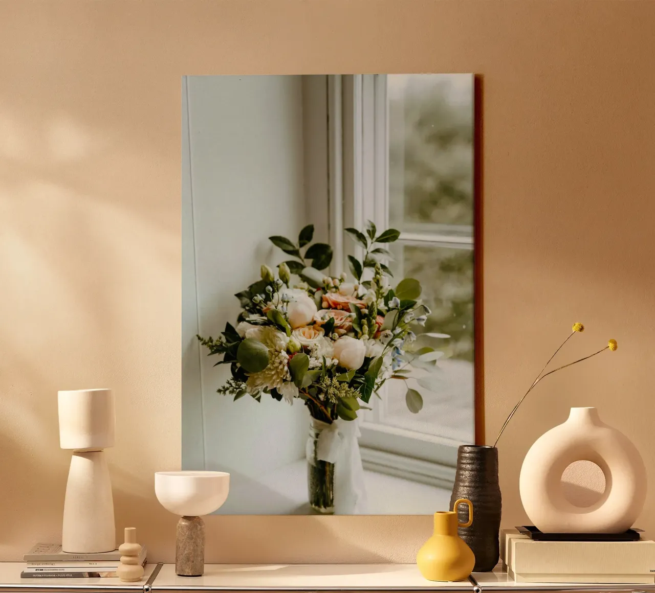 vase on window tela con Cornice a cassetta da space words