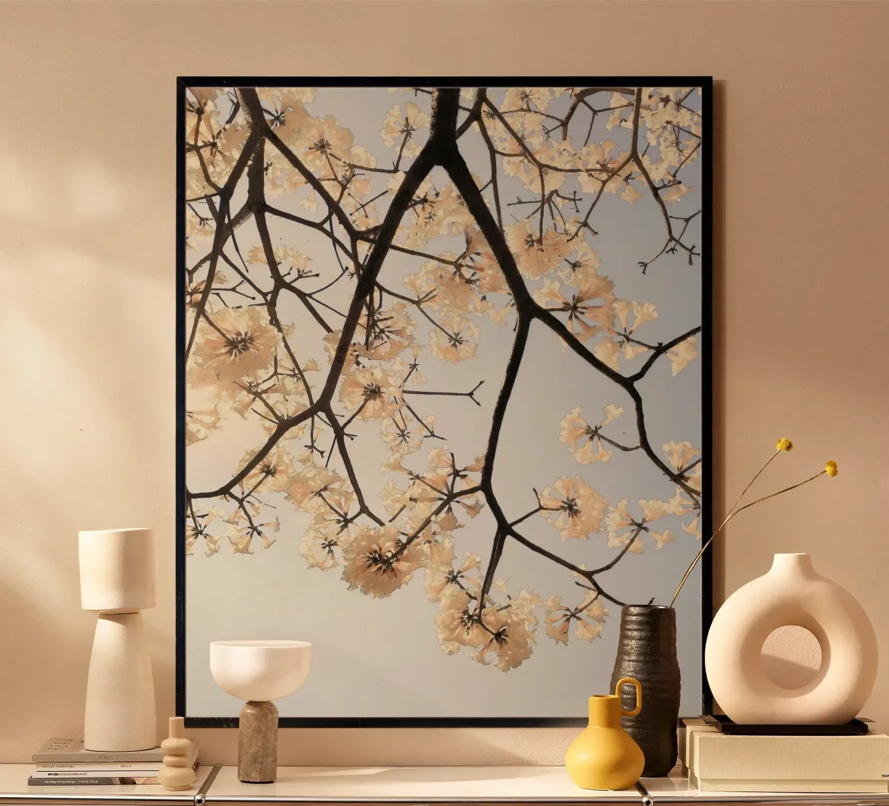 blossom on sky poster con telaio in plastica da space words