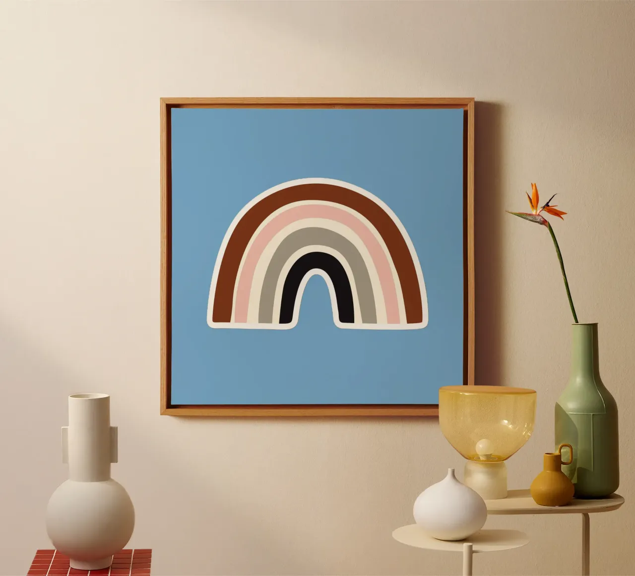 rainbow in sky canvas tela con Cornice a cassetta da space words