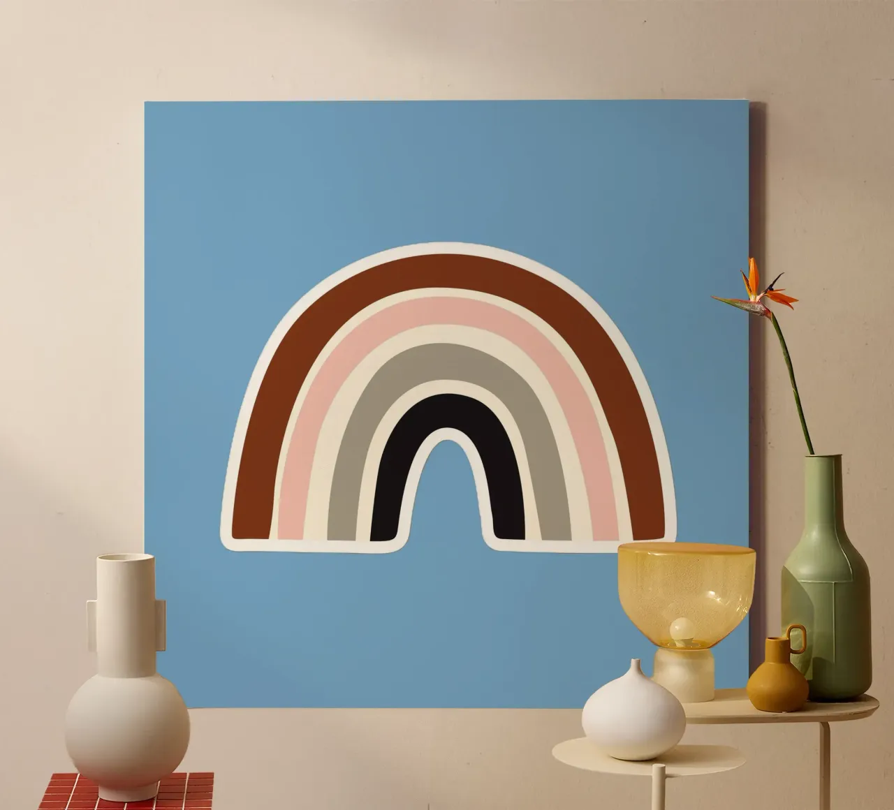 rainbow in sky canvas tela con Cornice a cassetta da space words