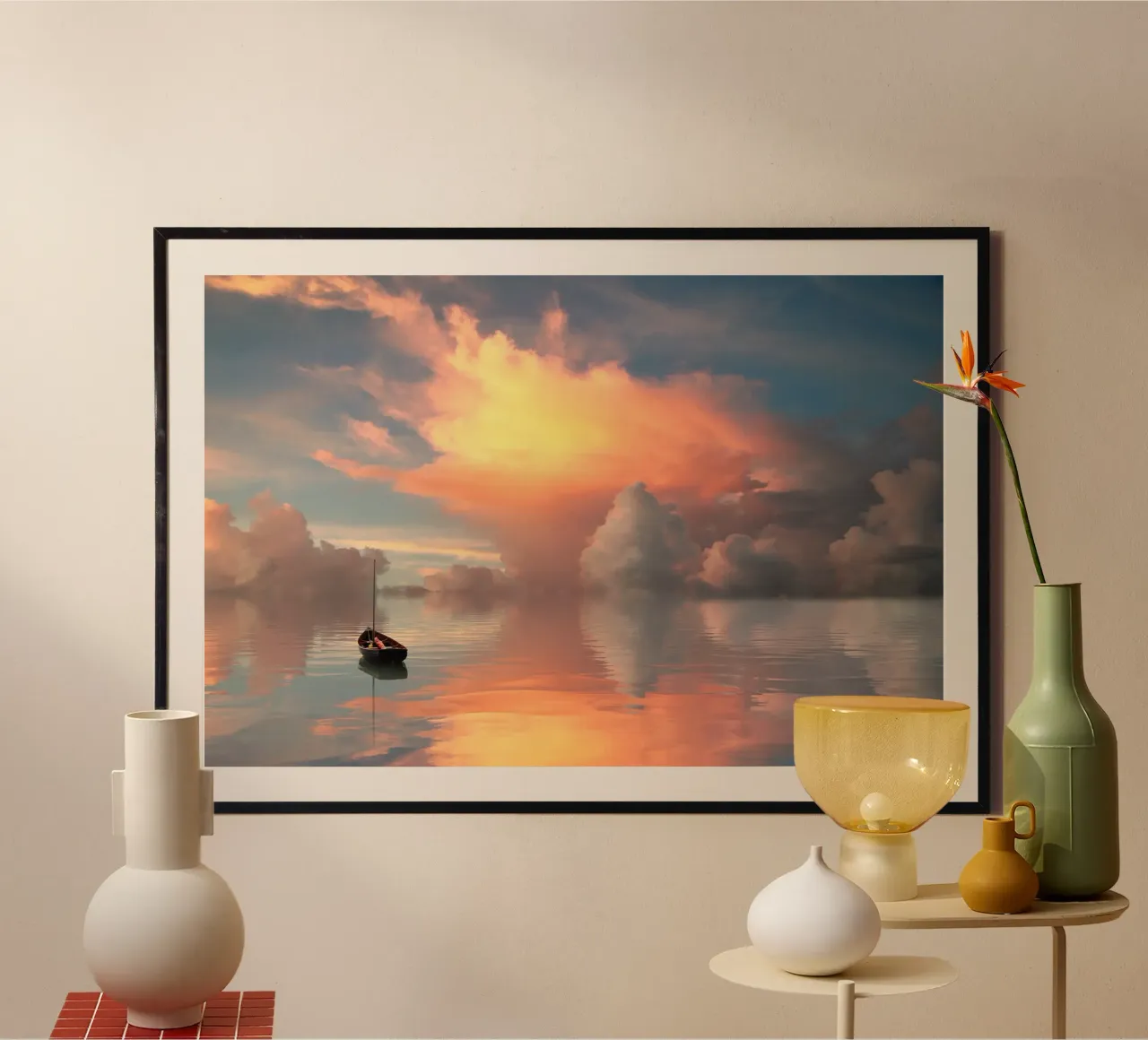 reflect on lake poster con telaio in alluminio da space words