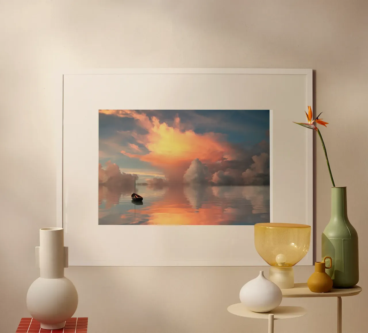 reflect on lake poster con telaio in alluminio da space words