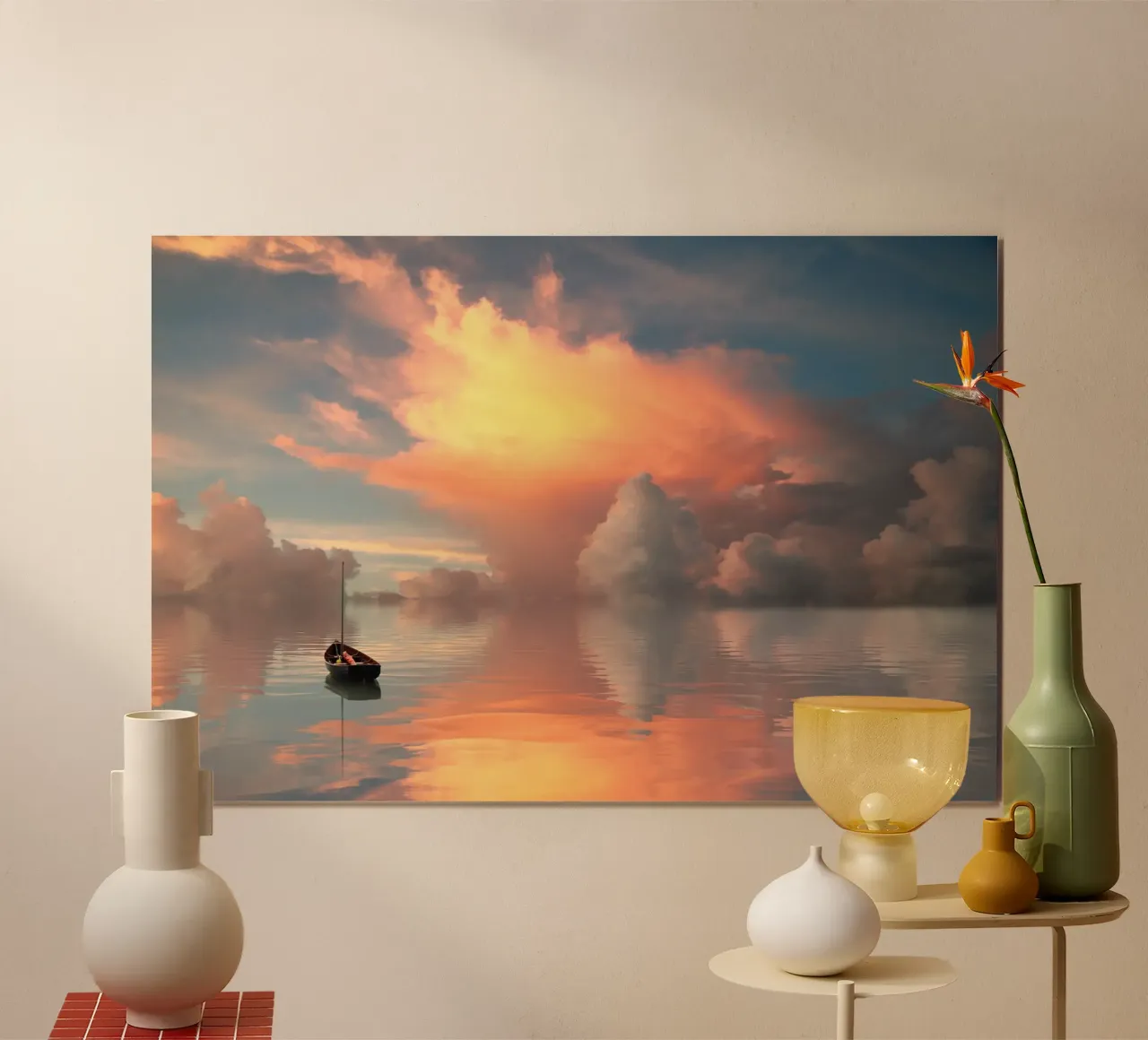 reflect on lake poster con telaio in alluminio da space words