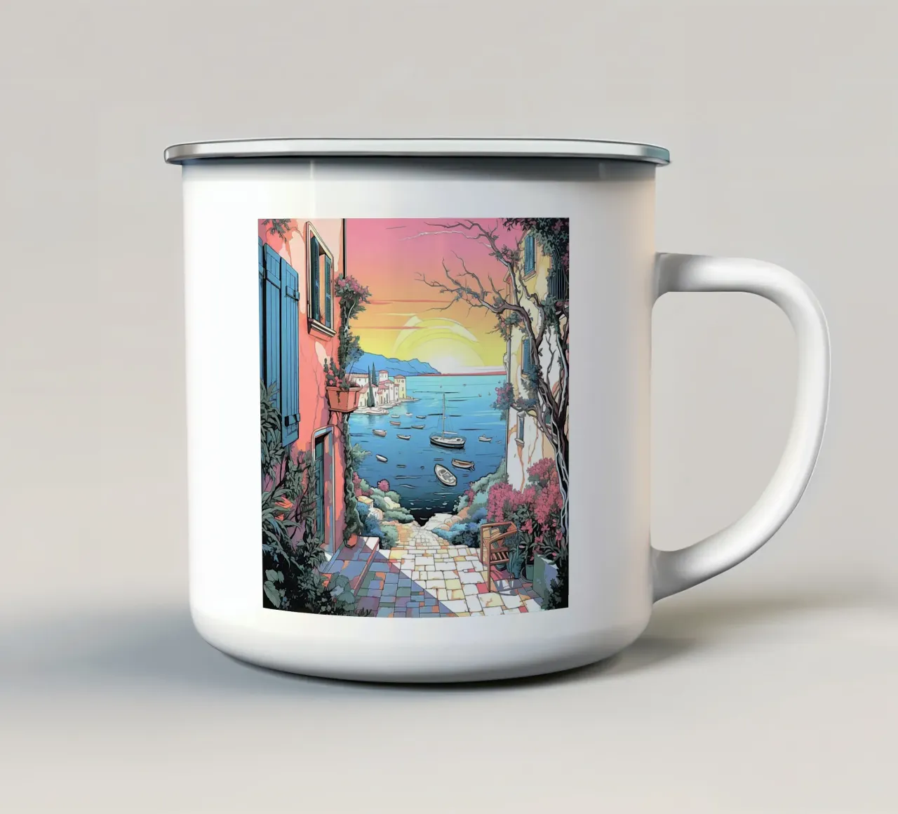 calm scene beach tazza in smalto da space words