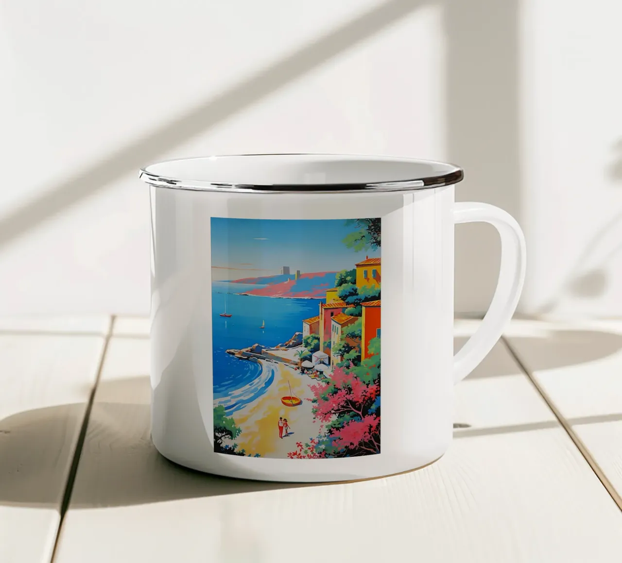 beach curve tazza in smalto da space words