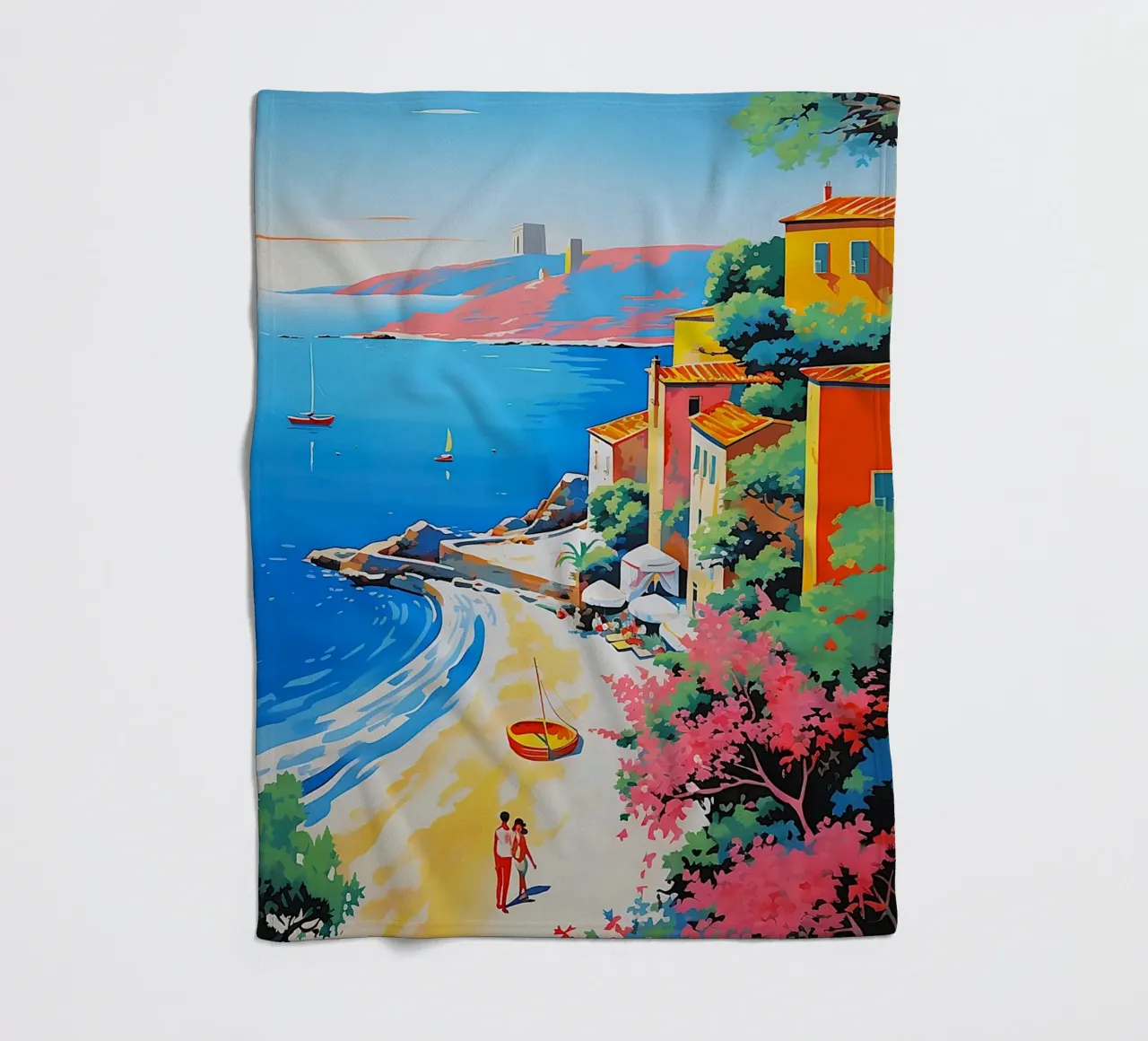 beach curve coperta in pile da space words