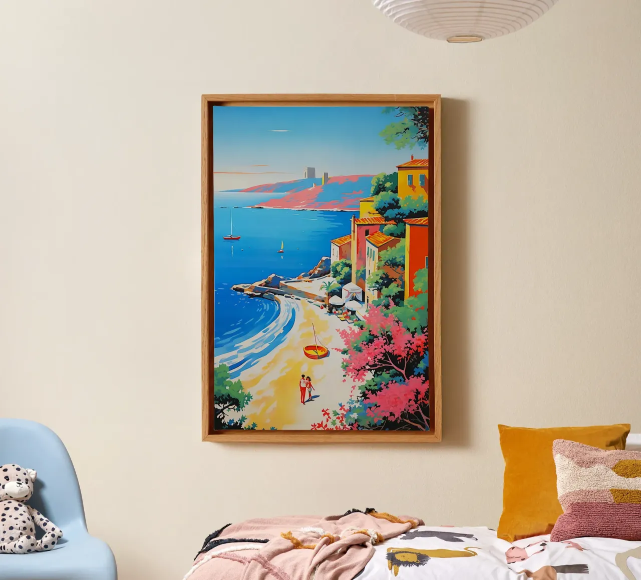 beach curve tela con Cornice a cassetta da space words