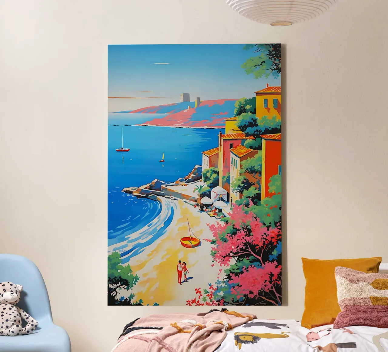 beach curve tela con Cornice a cassetta da space words