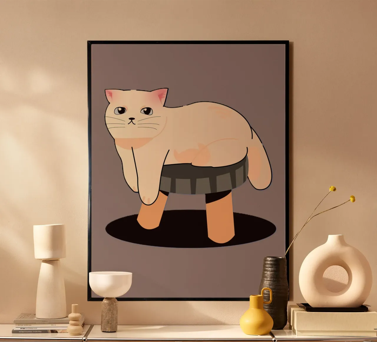 cat on the chair poster con telaio in plastica da space words