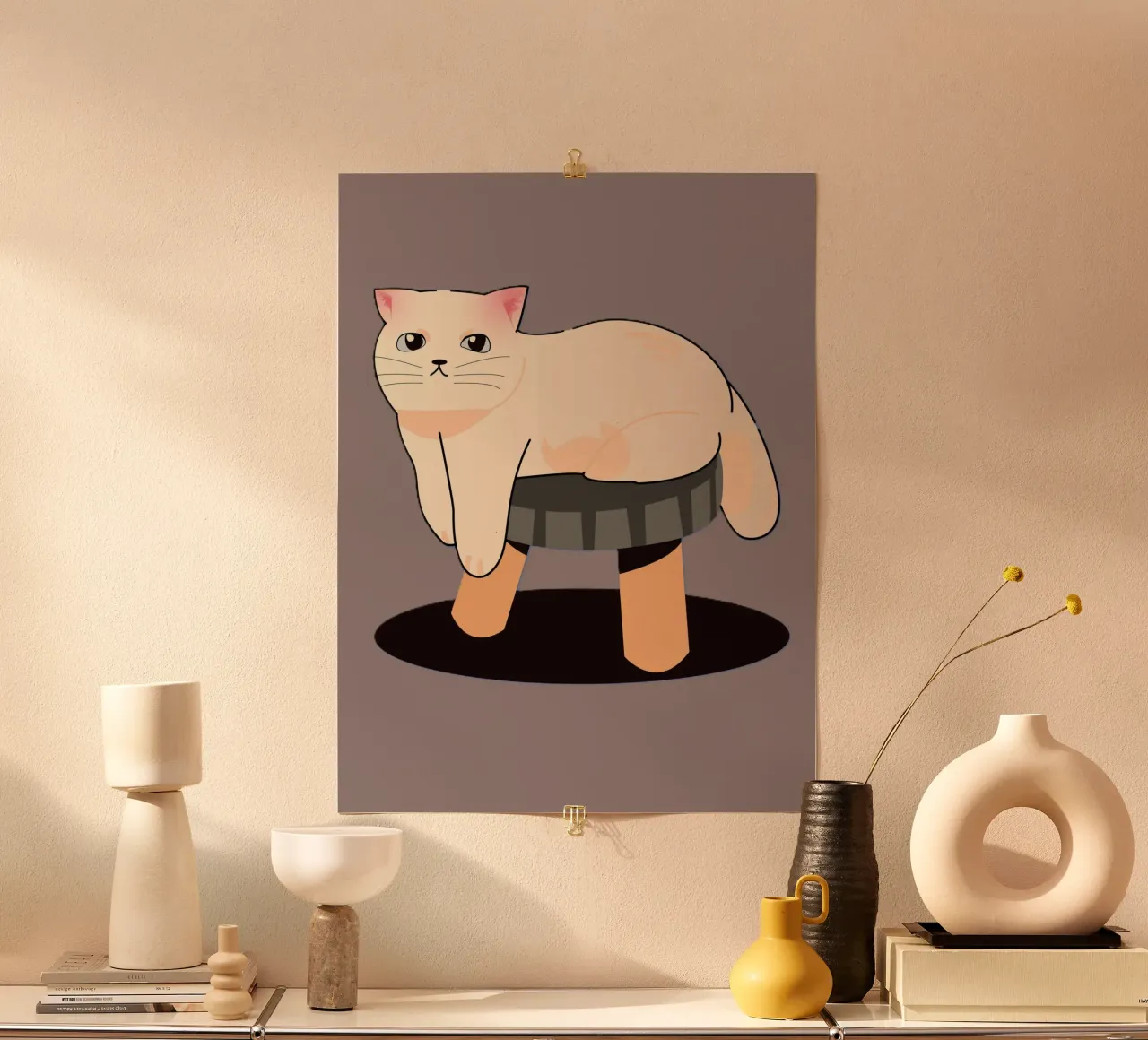 cat on the chair poster con telaio in plastica da space words
