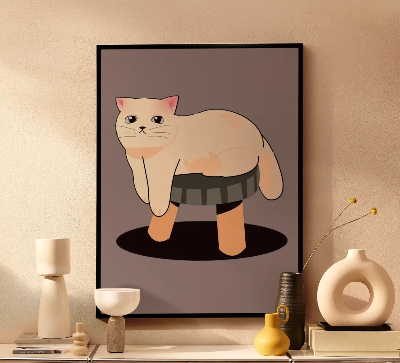 cat on the chair poster con telaio in plastica da space words