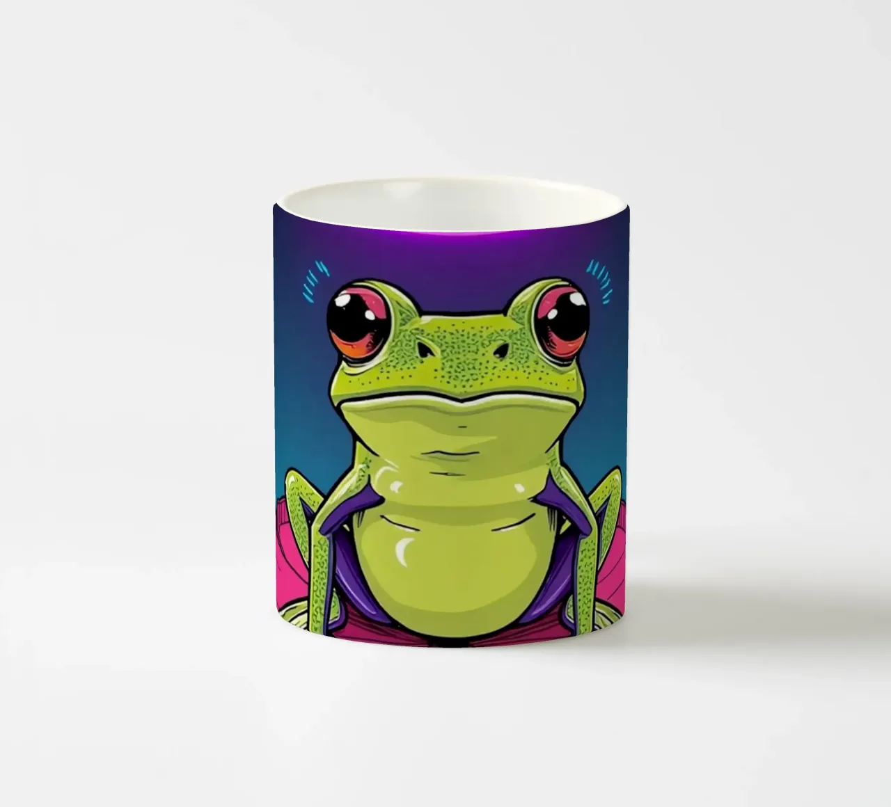 Rana cartone animato su ninfea con aureola tazza in ceramica da DesignDoodle