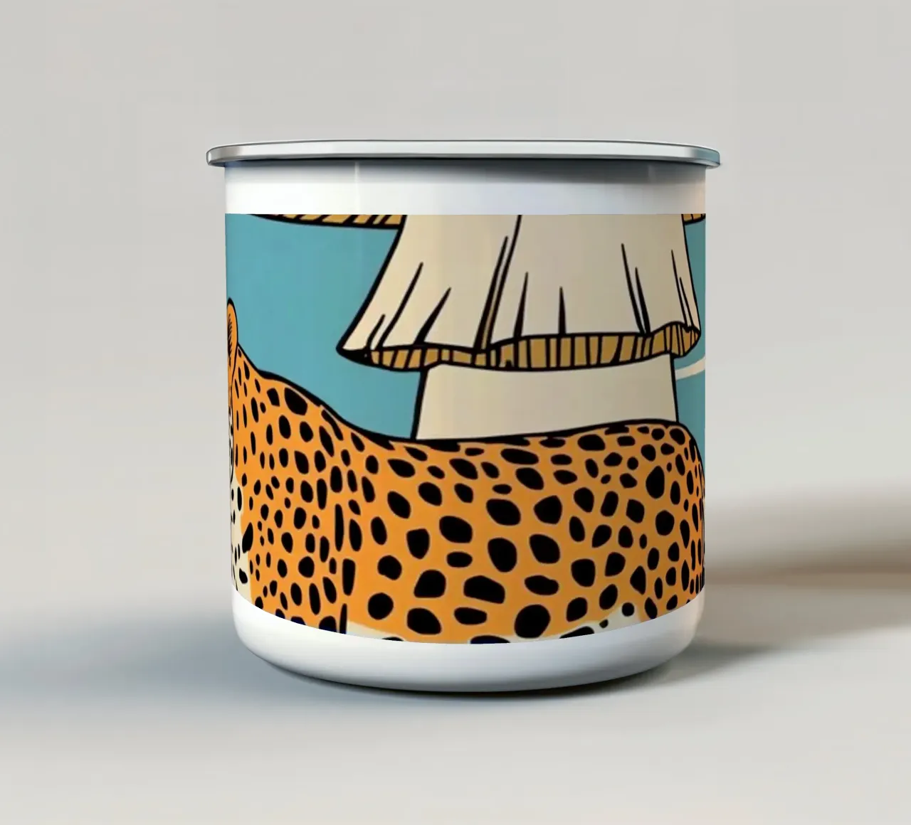 Paesaggio leopardiano e funghi rossi tazza in smalto da DesignDoodle