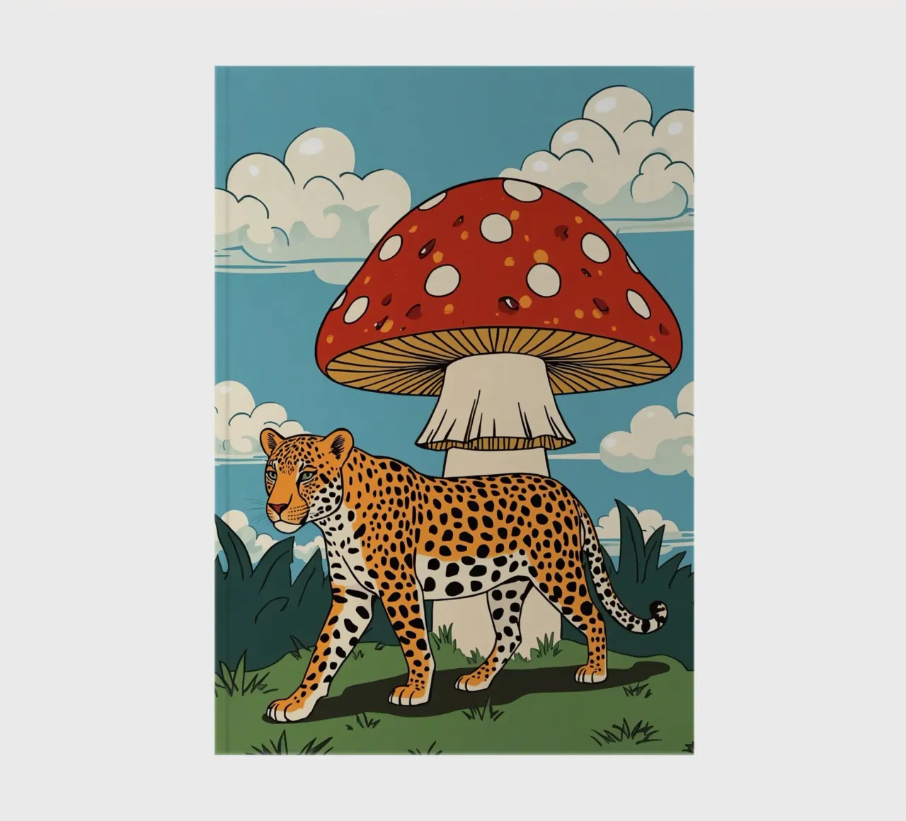 Leopard and Red Mushroom Landscape notebook by DesignDoodle