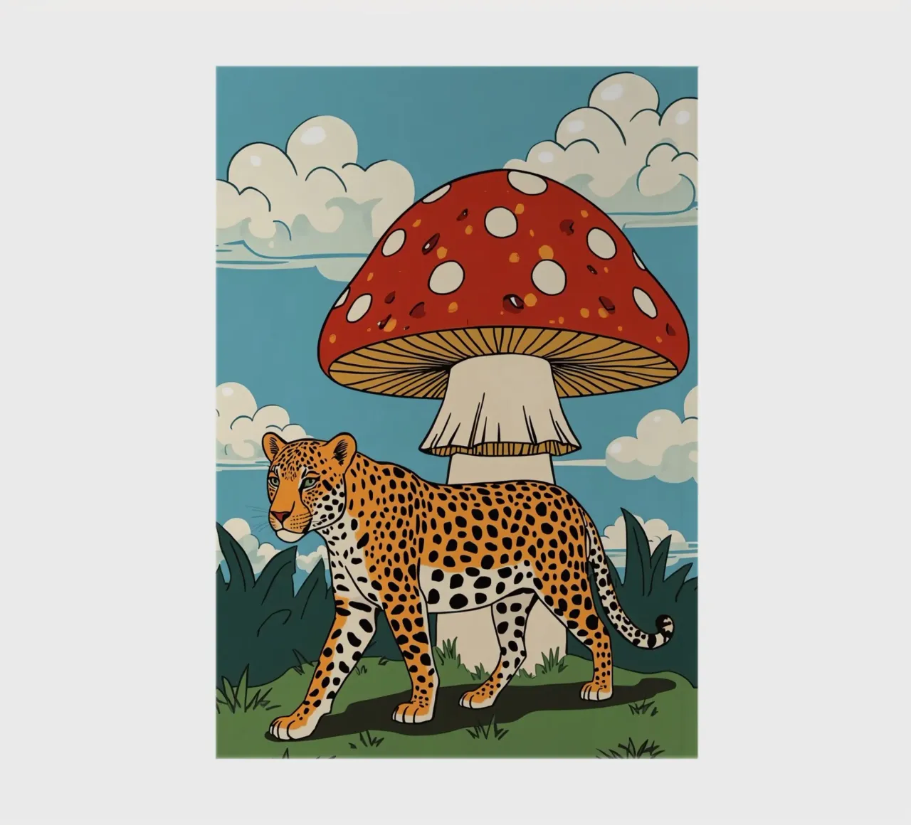 Leopard and Red Mushroom Landscape notebook by DesignDoodle