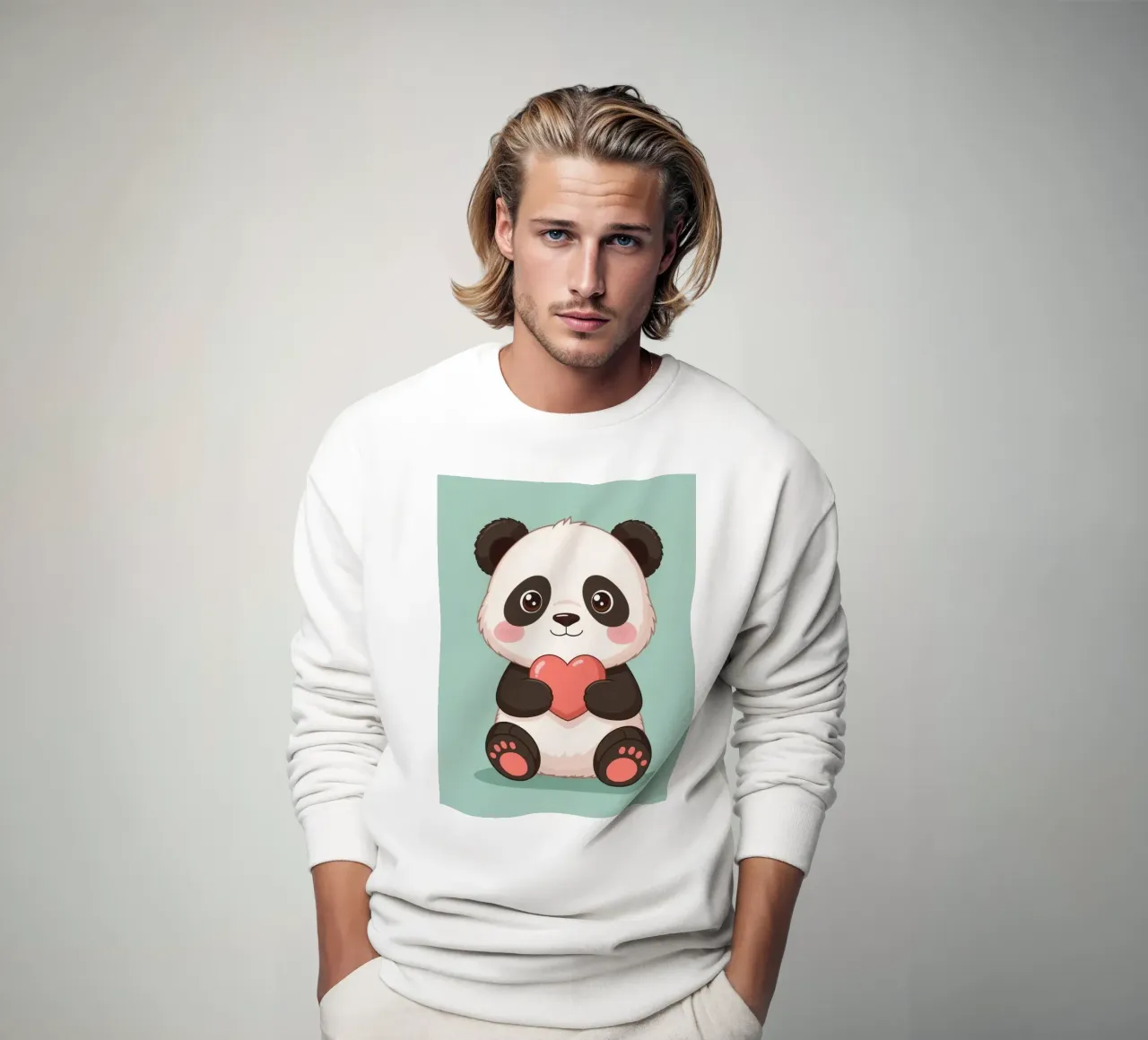 Panda a cartoni animati con il cuore in mano felpa da DesignDoodle
