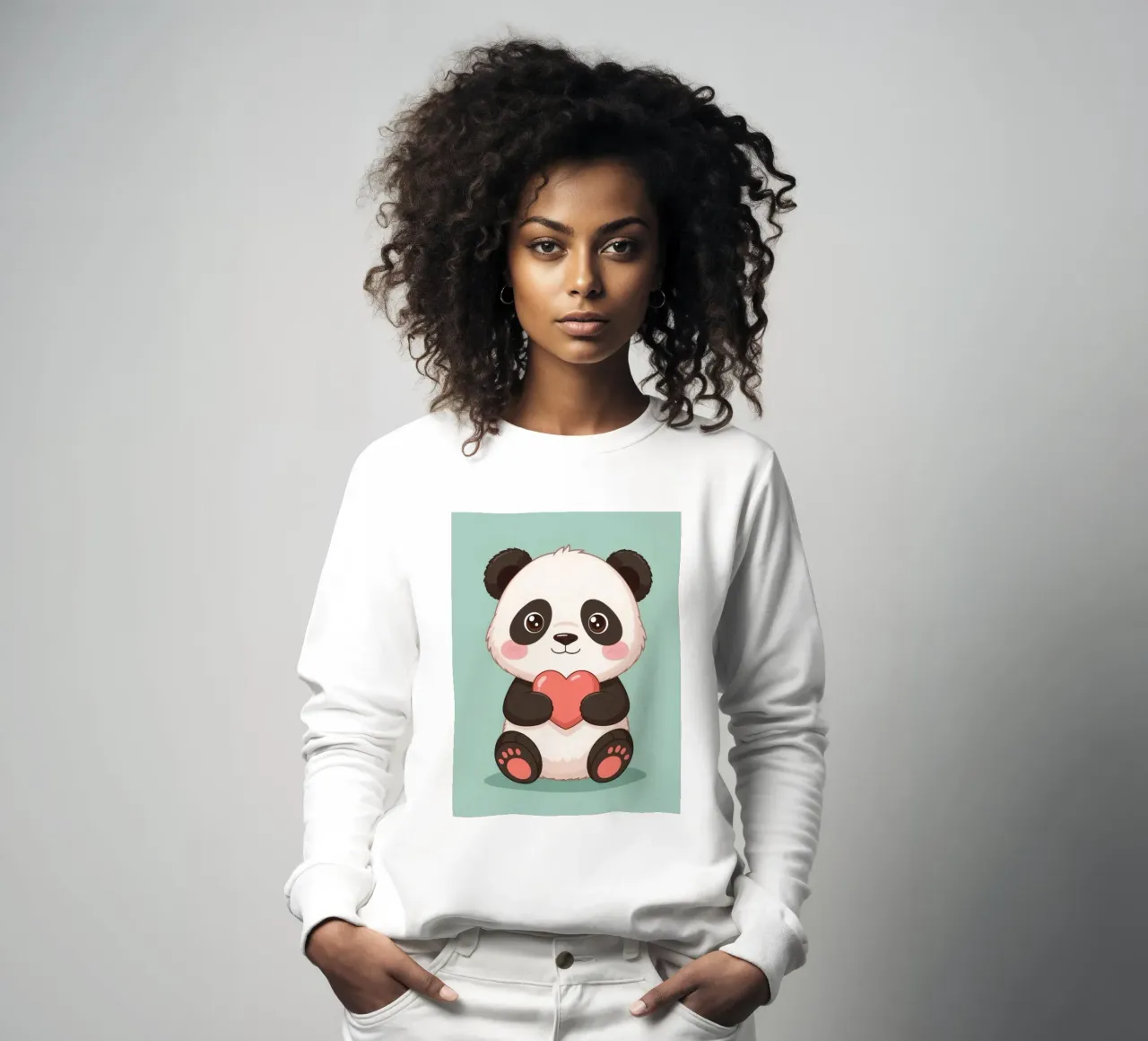 Panda a cartoni animati con il cuore in mano felpa da DesignDoodle