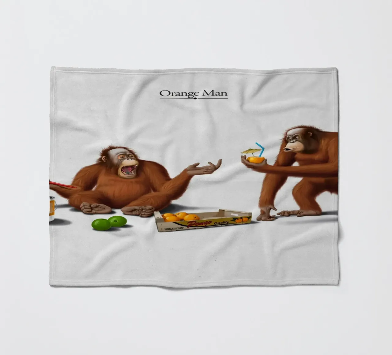 Orange Man (Titled) fleece blanket by Rob Art | Illustration