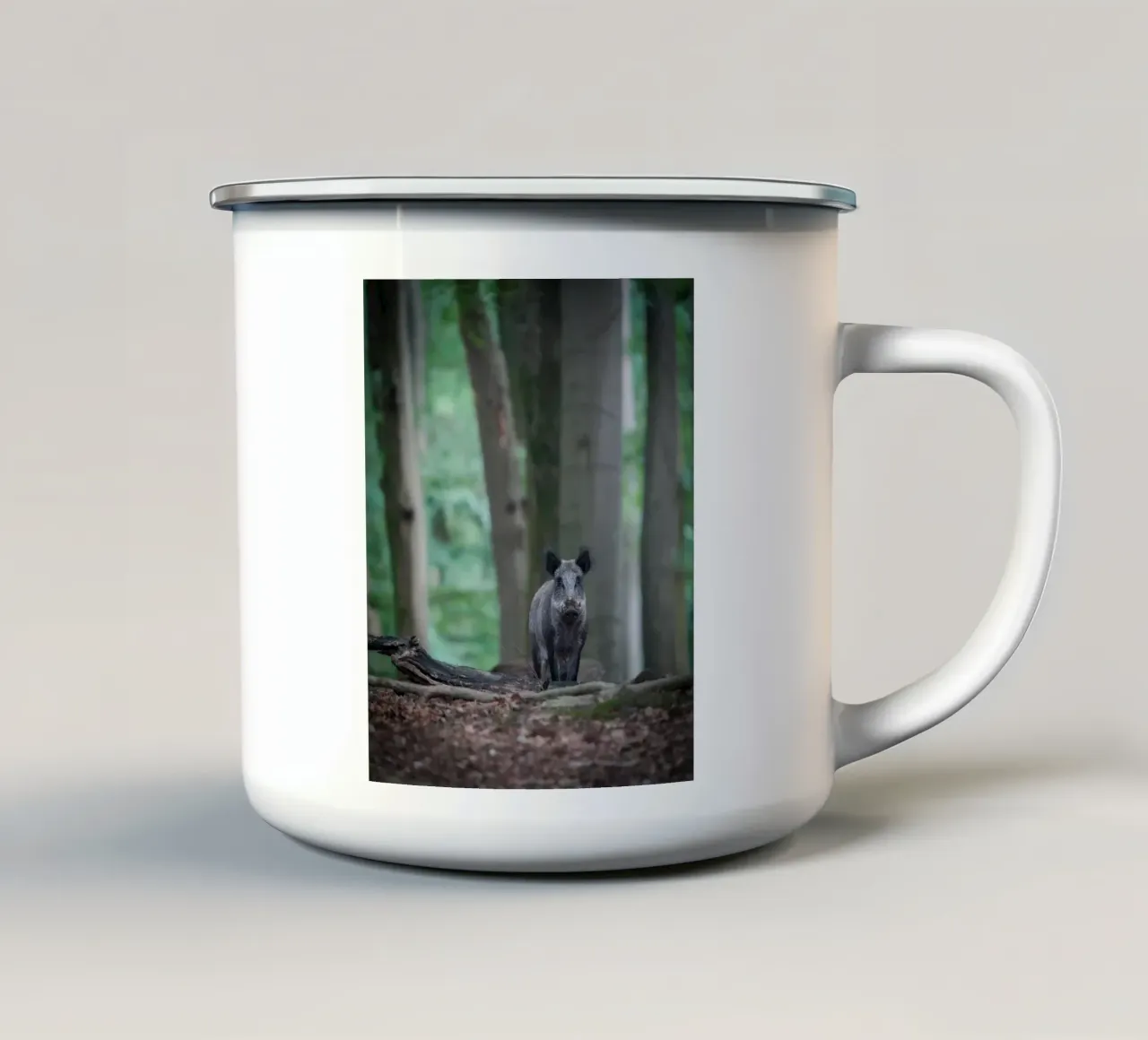 Cinghiale nella foresta tazza in smalto da Tom's Wildlife